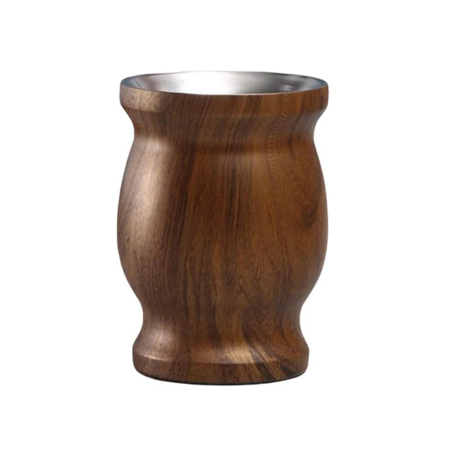 Mate Tee Becher Edelstahl Doppelwandig 260ml Holzoptik
