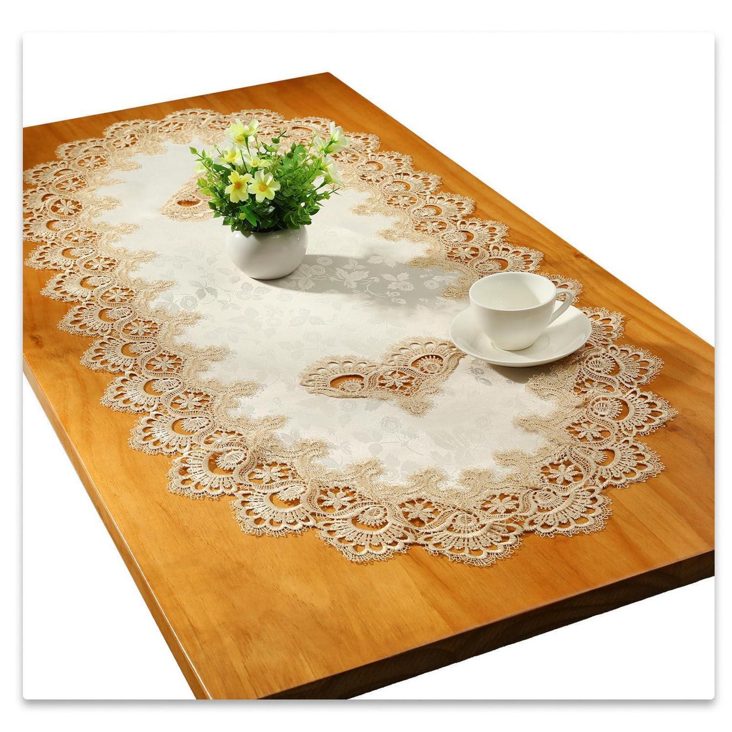Oval Tischläufer Mit Spitze 70x130cm Gold