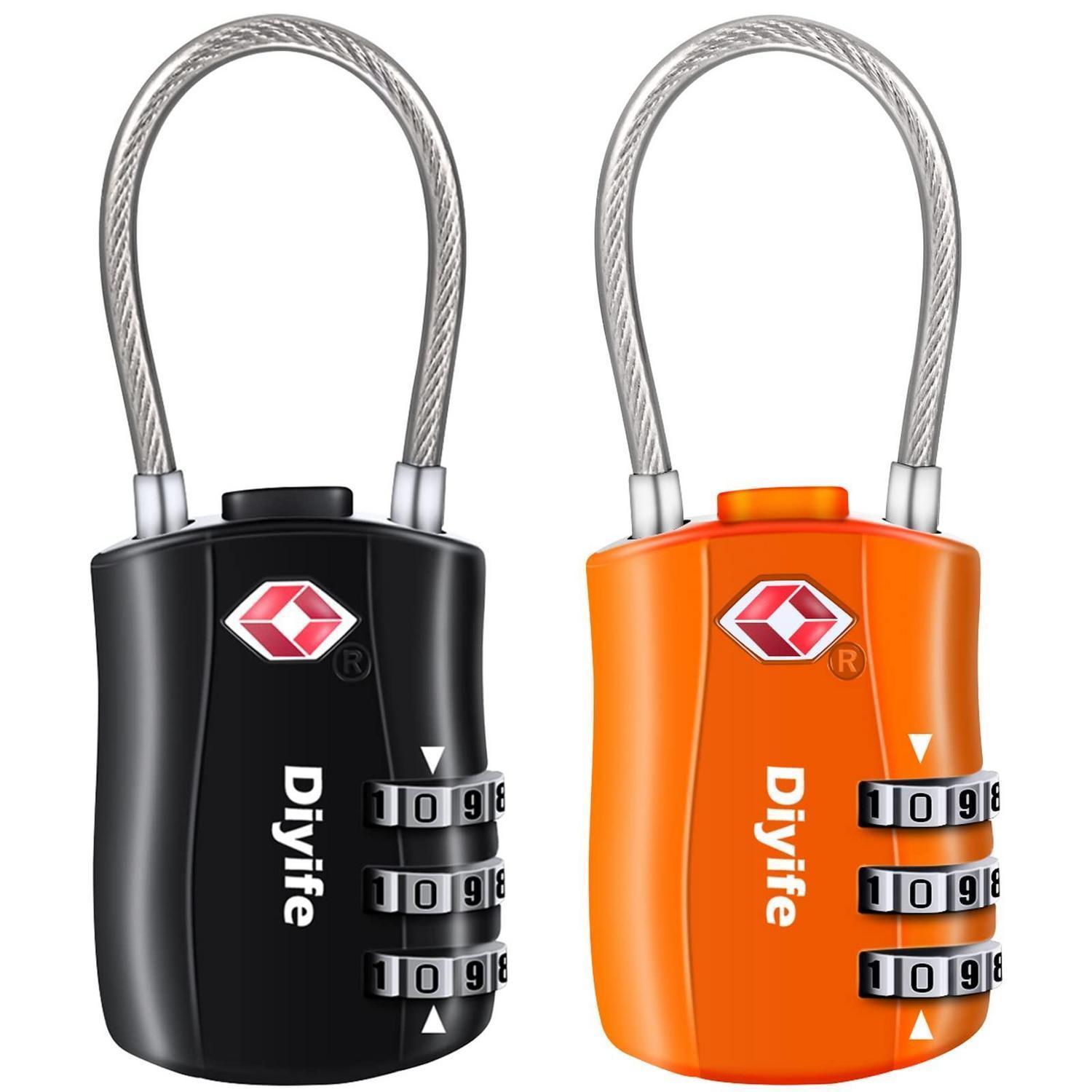 2er Set Tsa Zahlenschloss Mit 3-stelligem Code Für Koffer Und Gepäck (schwarz Orange)