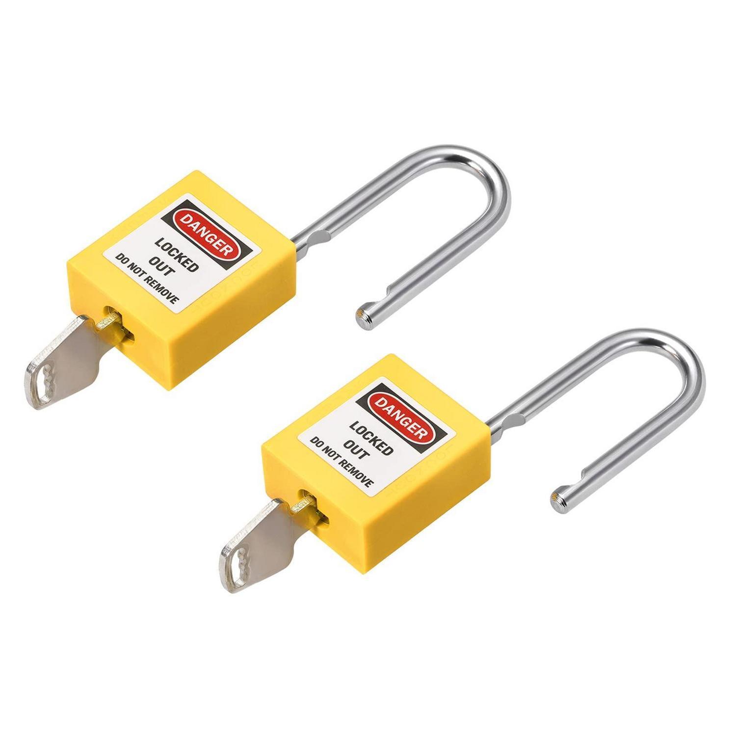 Sicherheitsvorhängeschloss 2er Pack, Gleichschließend, Stahlbügel, Gelb