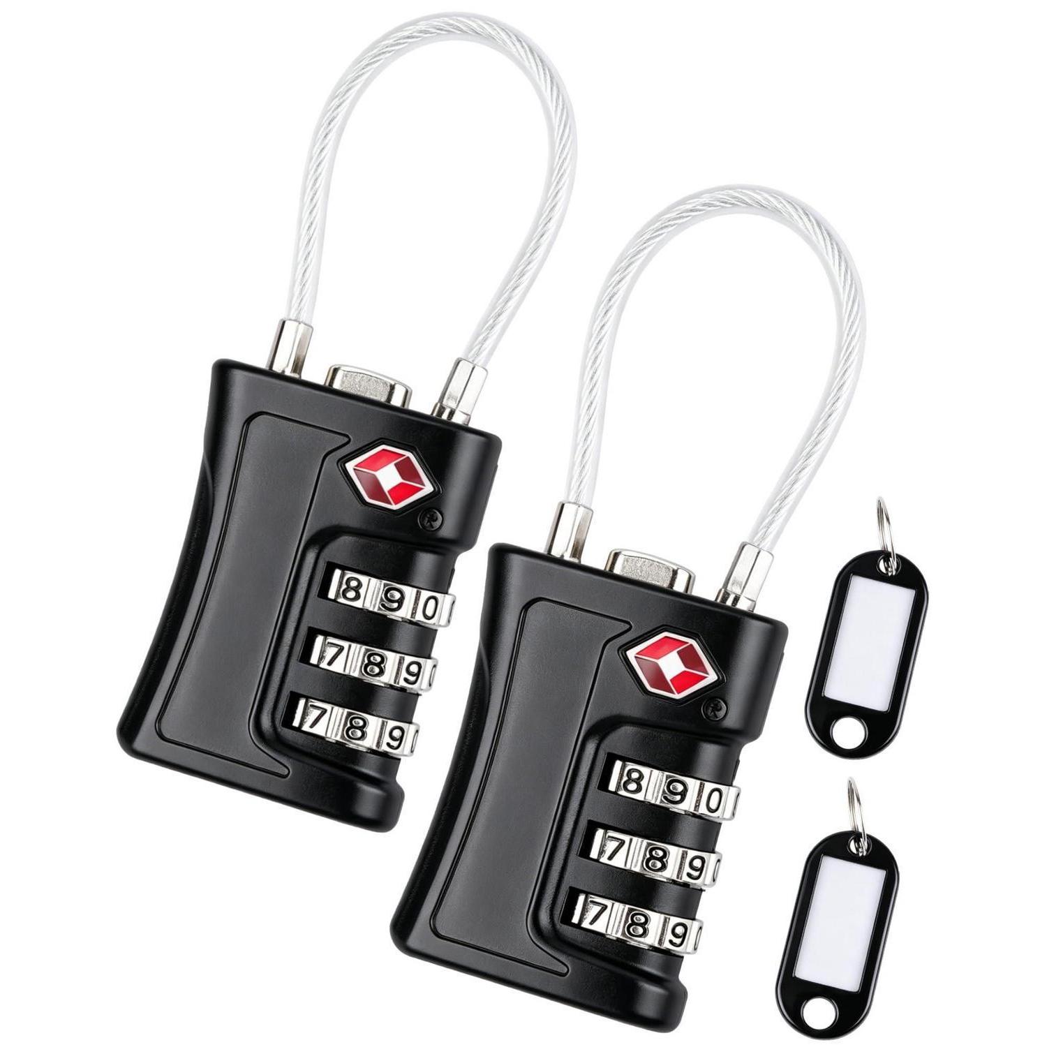 Tsa Kofferschloss 2er-pack Mit Zahlencode Und Stahlkabel