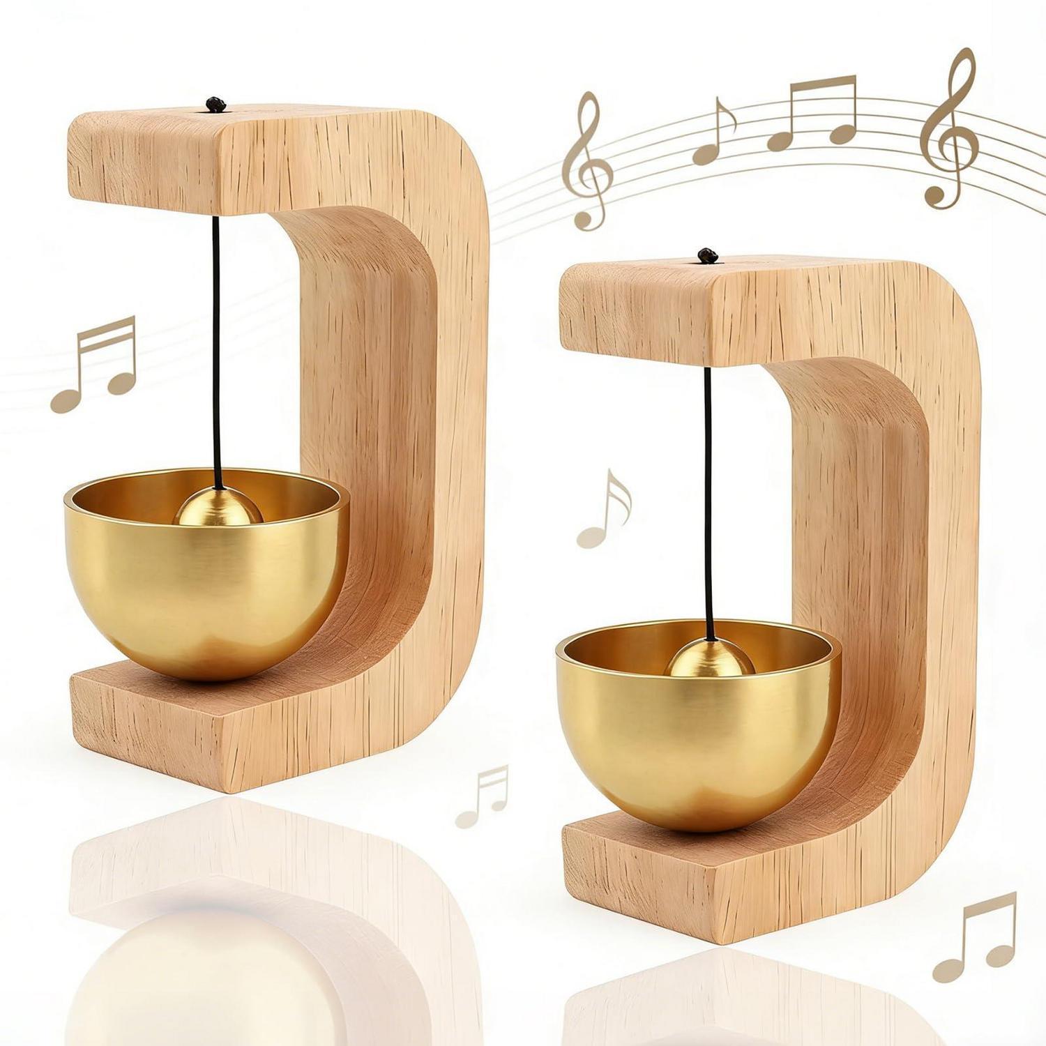 2er-set Holztürklingel Mit Messingglocke, Magnetisch, Für Haus & Büro