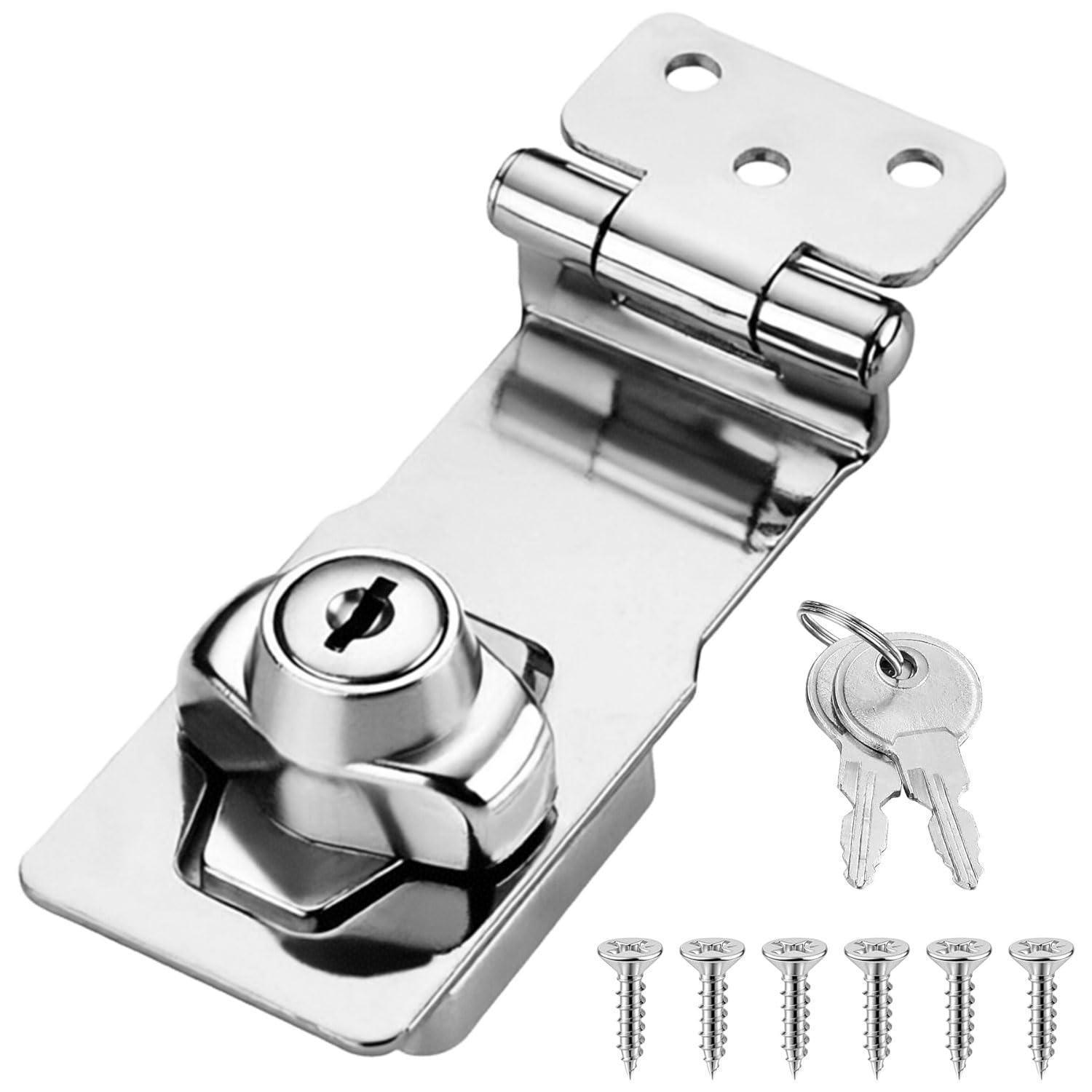 Türriegel Mit Schlüssel 4 Zoll Edelstahl Silber 90° Winkel