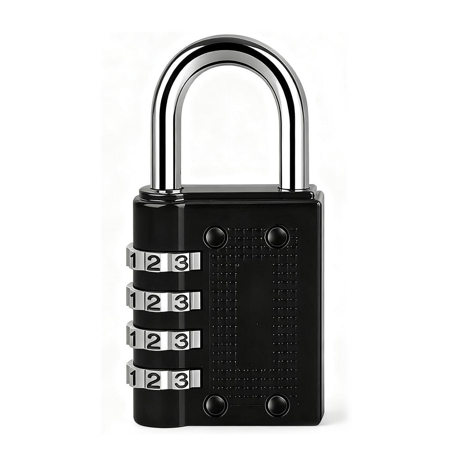 4-stelliges Zahlenschloss Metall Schwarz, Selbst Einstellbar, Für Schließfach, Koffer, Tasche