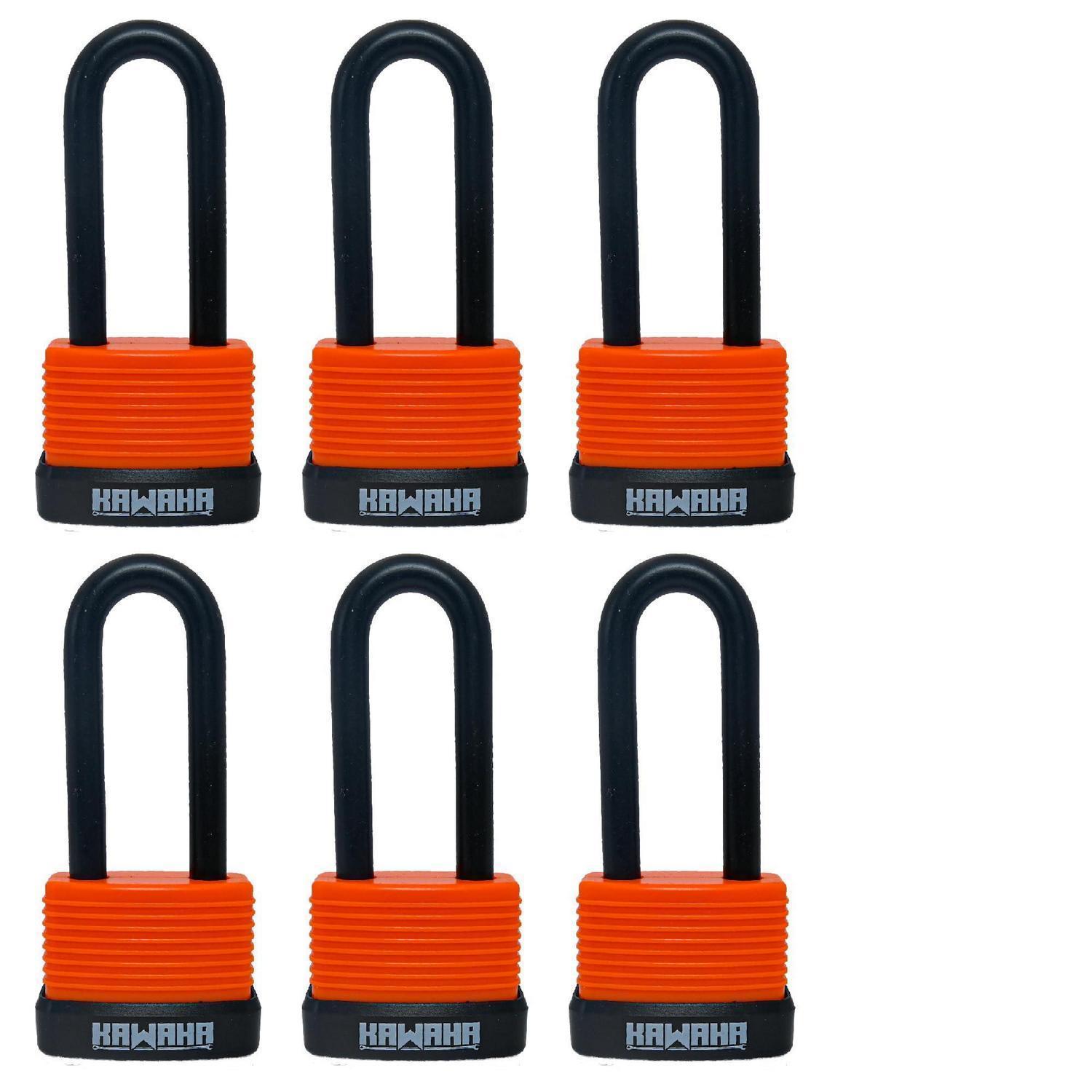 6er Set Vorhängeschlösser Mit Langem Bügel, Wasserdicht, Aluminium, Identische Schlüssel