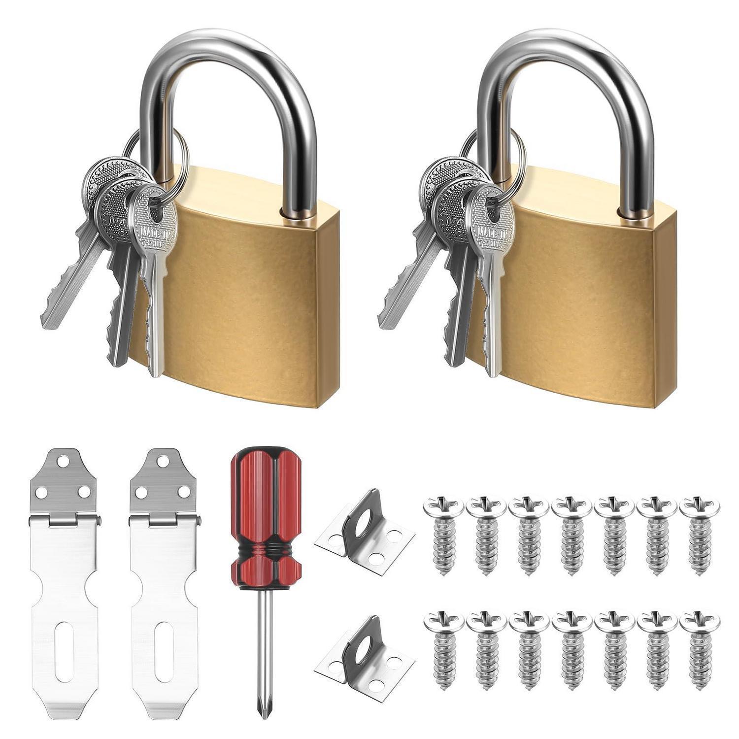 2er Set Vorhängeschloss Mit Schlüssel, 36,7 Mm, Messing, Für Spinde & Schränke
