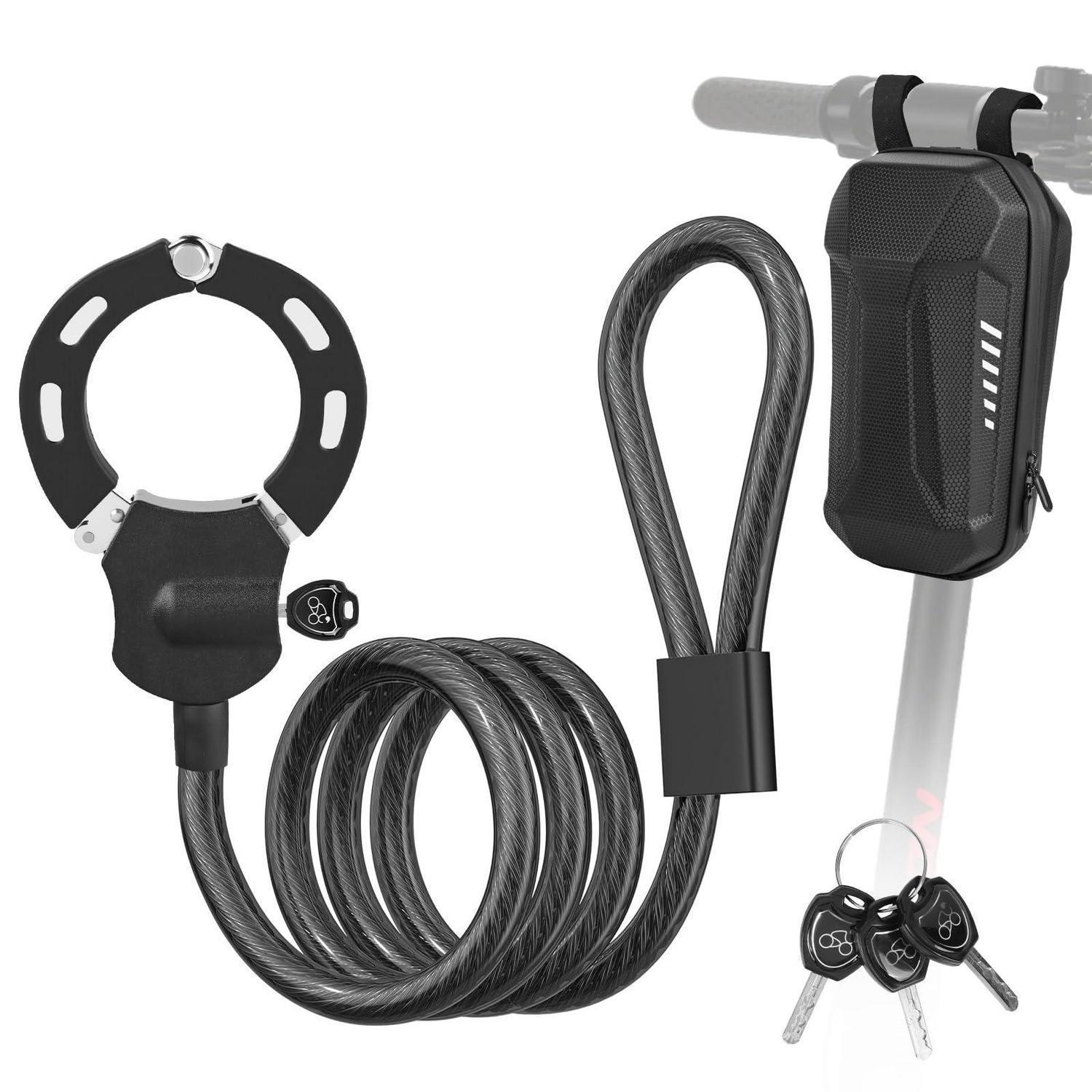 E-scooter Schloss Mit Silikonschutz, Diebstahlschutz Handschellenschloss Mit Schlüssel Und Tasche