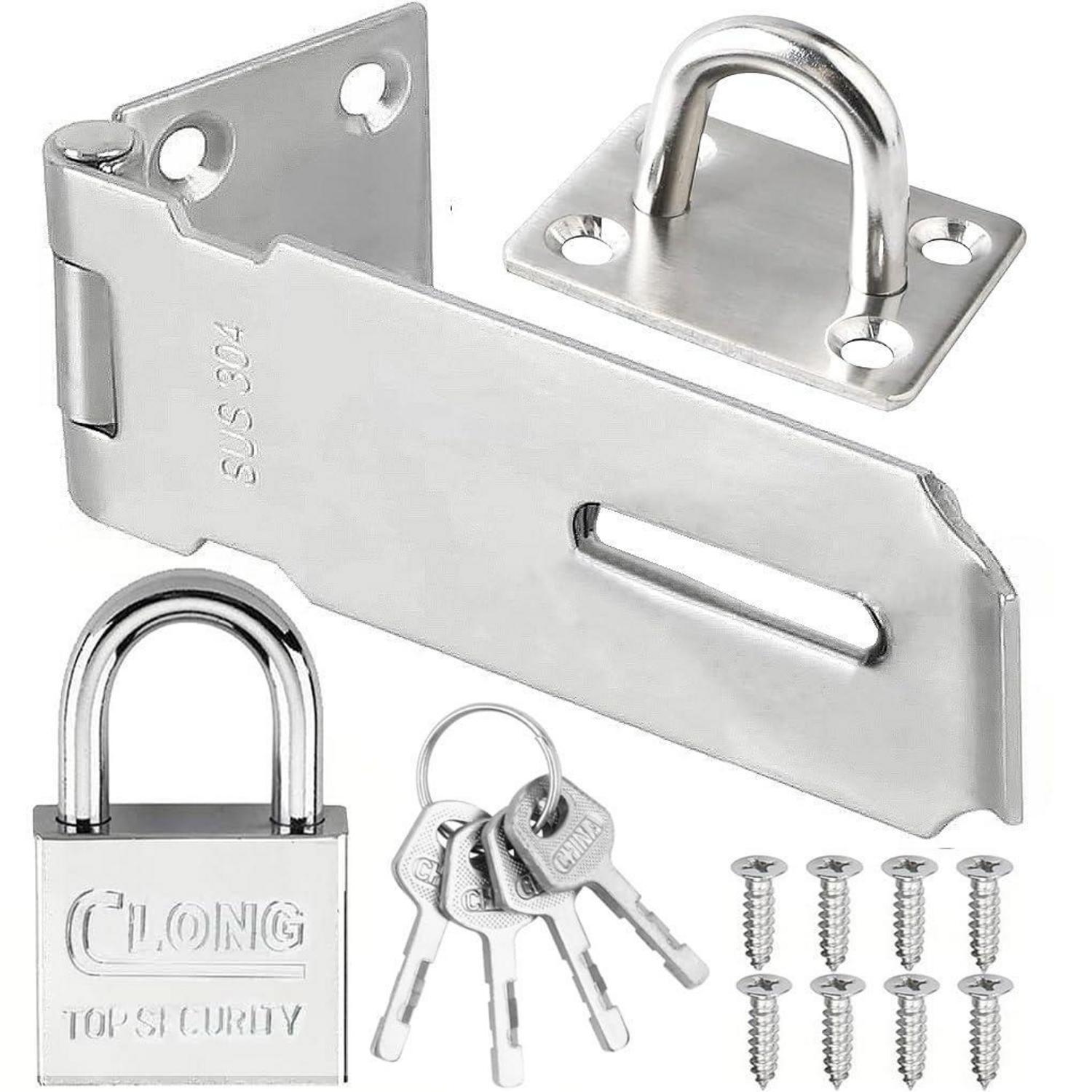 Edelstahl Vorhängeschloss-riegel Set, 3 Zoll, Silber