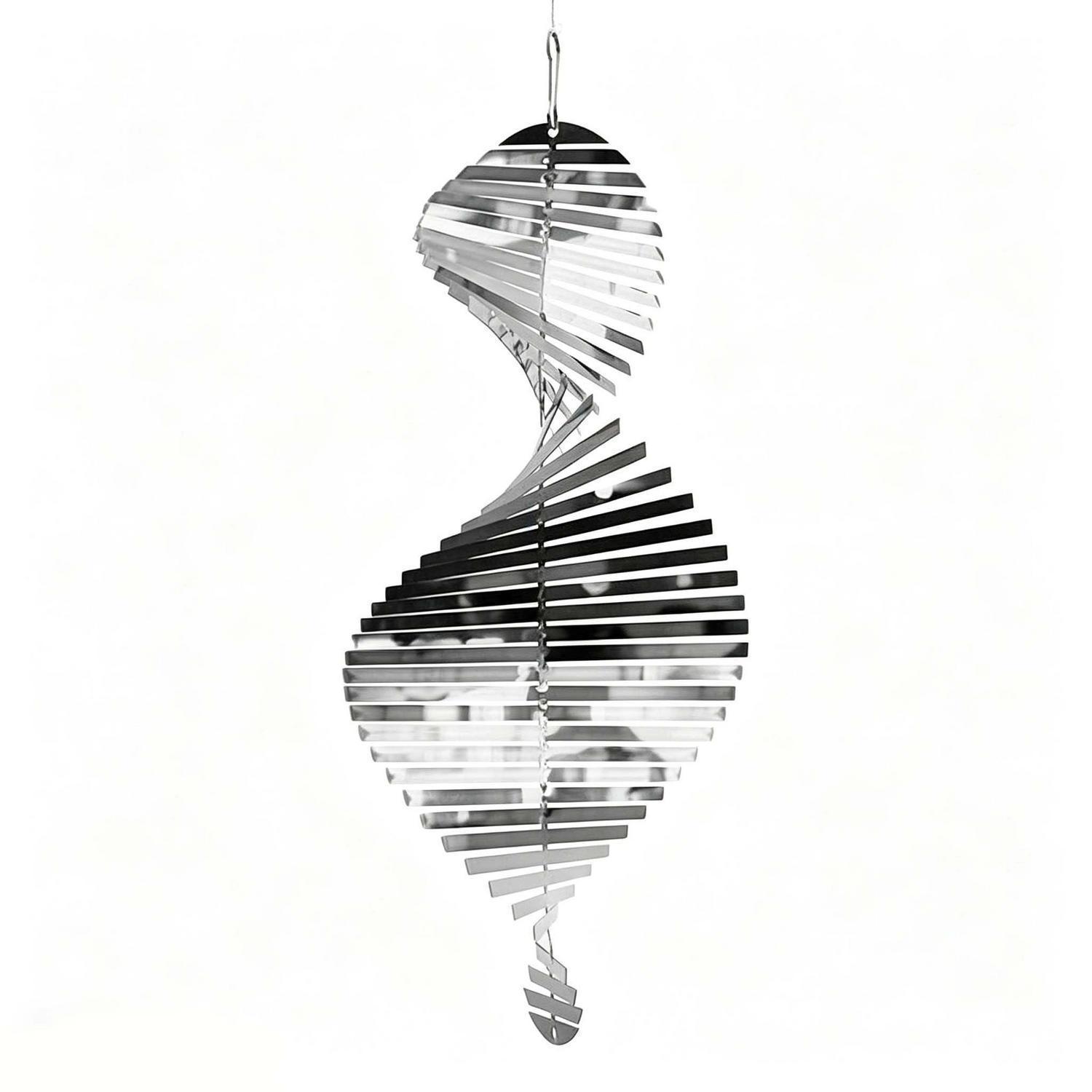 Edelstahl Windspiel 3d Helix Spinner Für Garten & Balkon, Silber