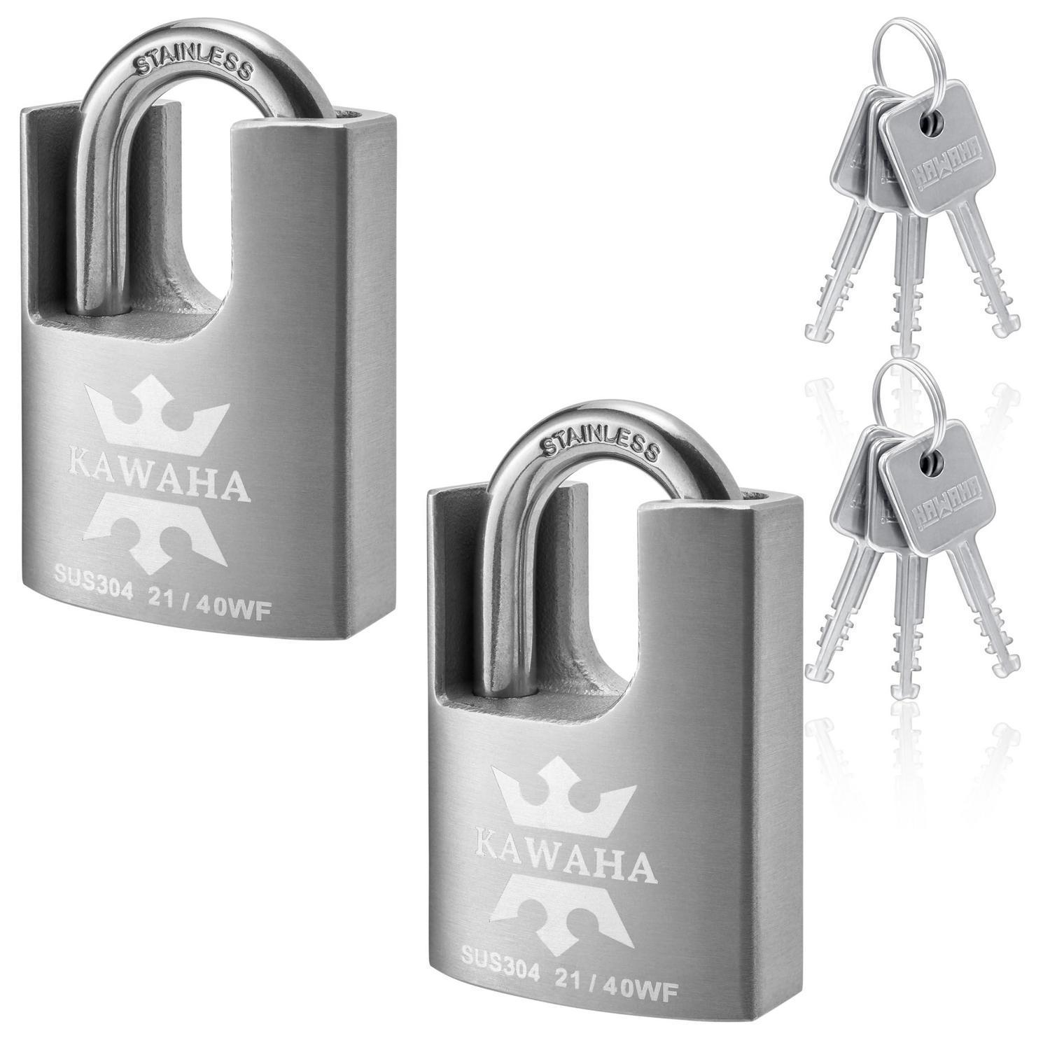 Hochsicherheits-vorhängeschloss Edelstahl 40mm, Gleichschließend, 2er-pack, 6 Schlüssel