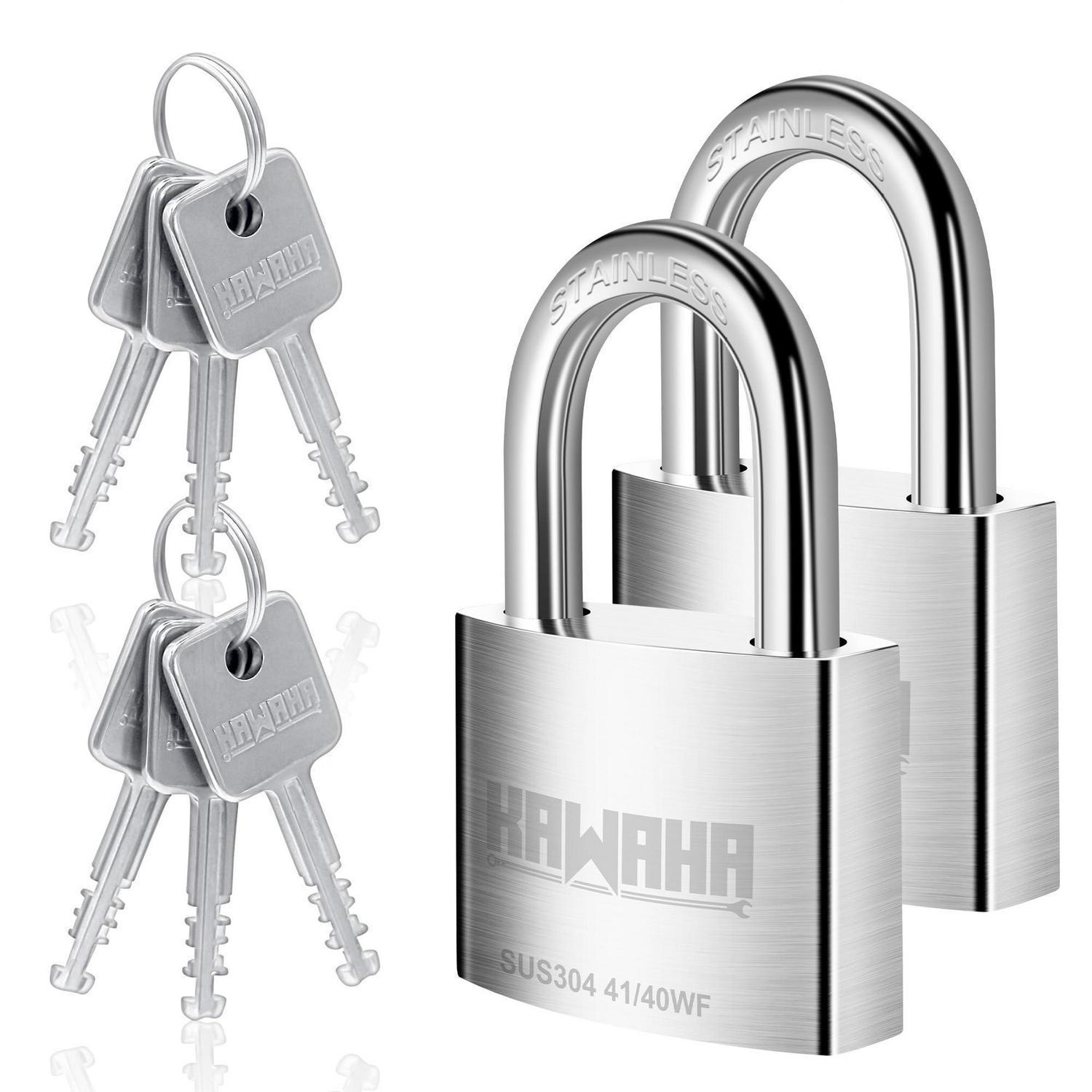 Edelstahl Vorhängeschloss 40mm, Gleichschließend, 2 Stück, Für Innen & Außen
