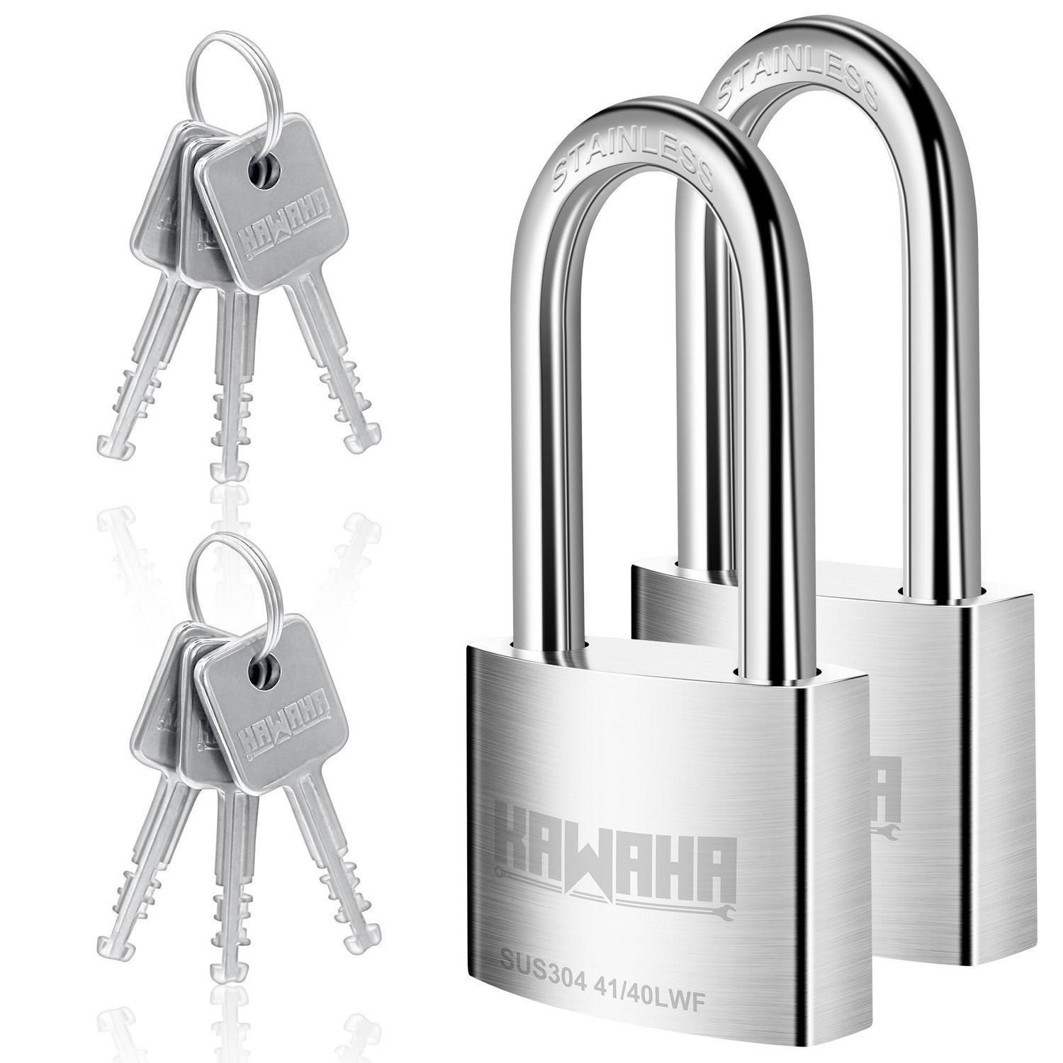 Edelstahl-vorhängeschloss 40mm, 2er-set, Gleichschließend, Für Innen & Außen