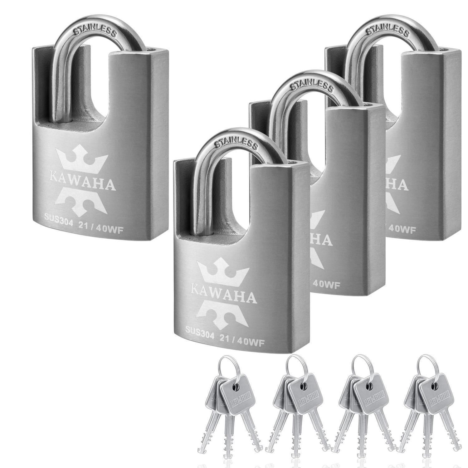 Hochsicherheits-vorhängeschloss Edelstahl 40mm, Wetterfest, Gleichschließend, 4er Pack