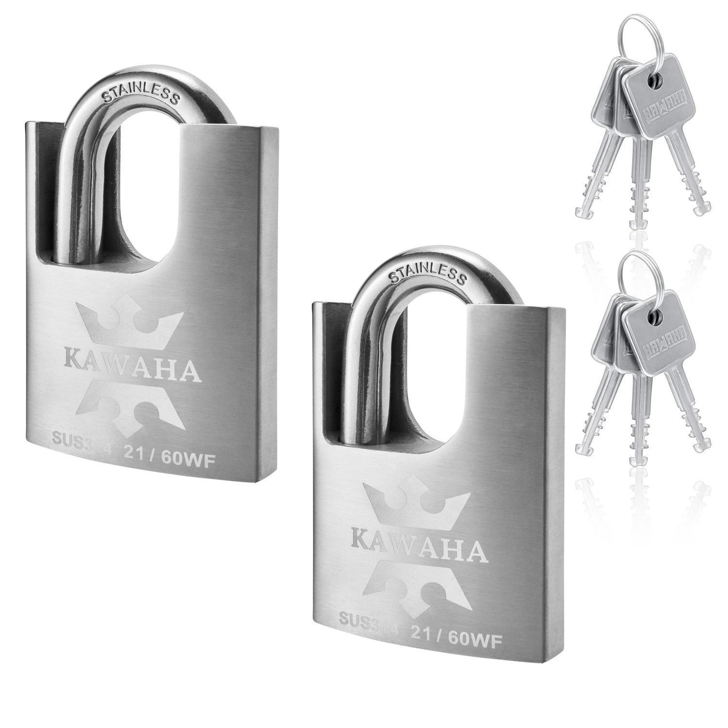 Hochsicherheits-vorhängeschloss Edelstahl 60mm, Gleichschließend, 2er-pack