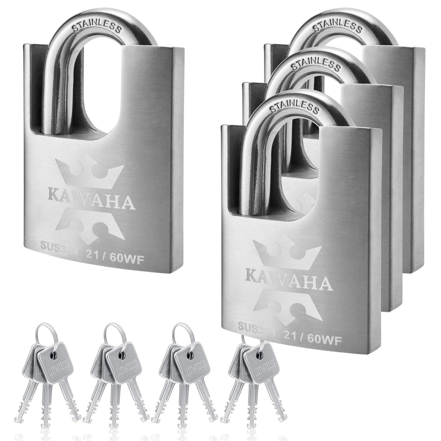 Hochsicherheits-vorhängeschloss Edelstahl 60mm, Gleichschließend, 4er Pack