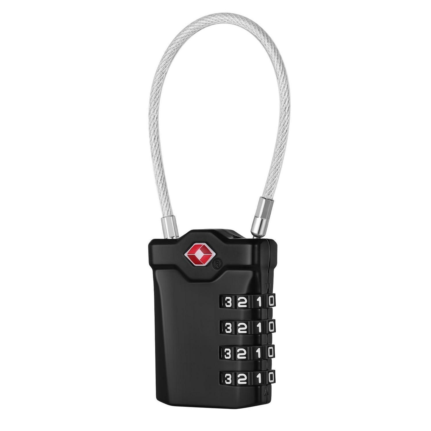 Tsa Zahlenschloss 4-stellig Mit Flexiblem Kabel, Schwarz
