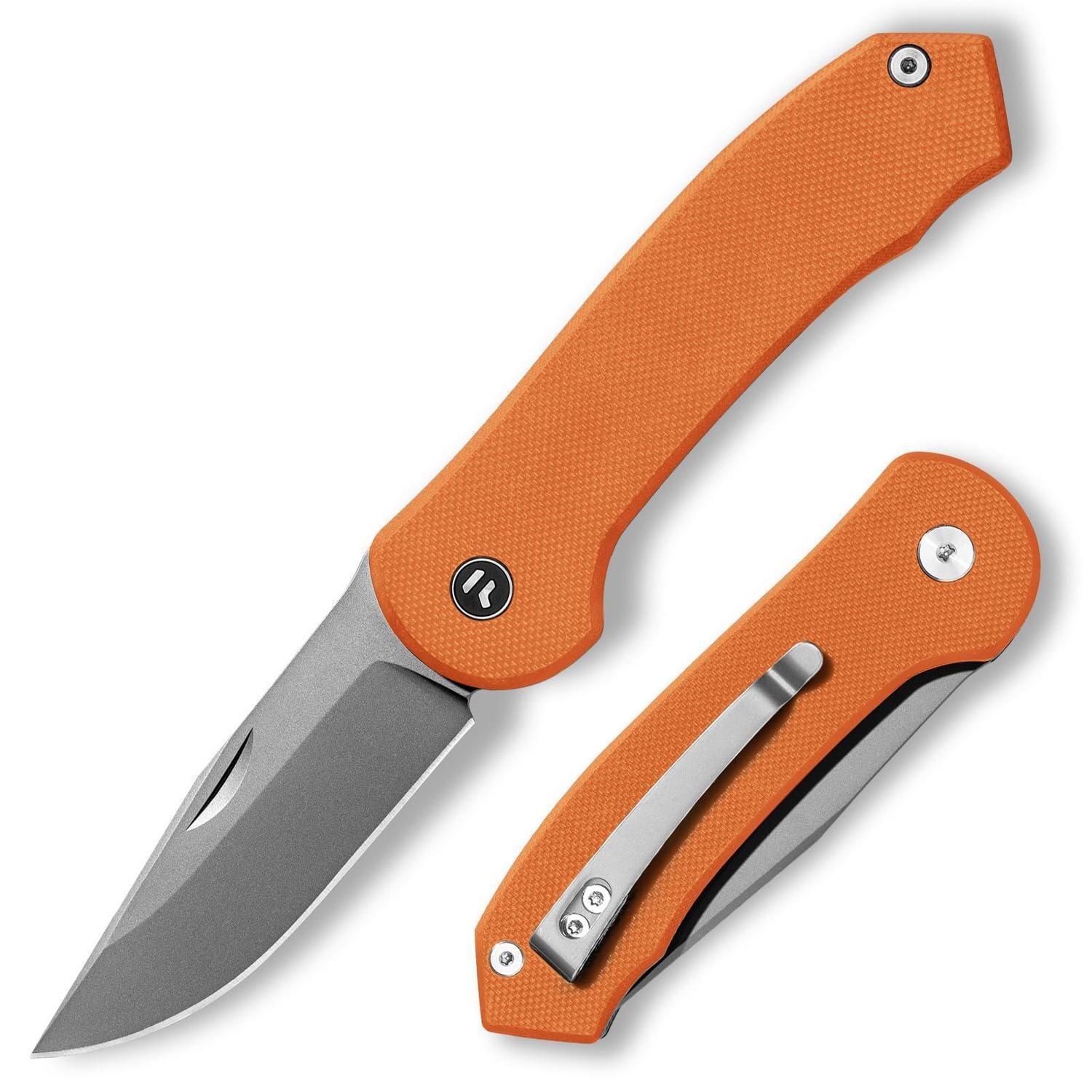 Klappmesser Mit 7,25 Cm Klinge, G10 Griff, Vg10 Stahl, Edc, Deep Carry Clip, Orange
