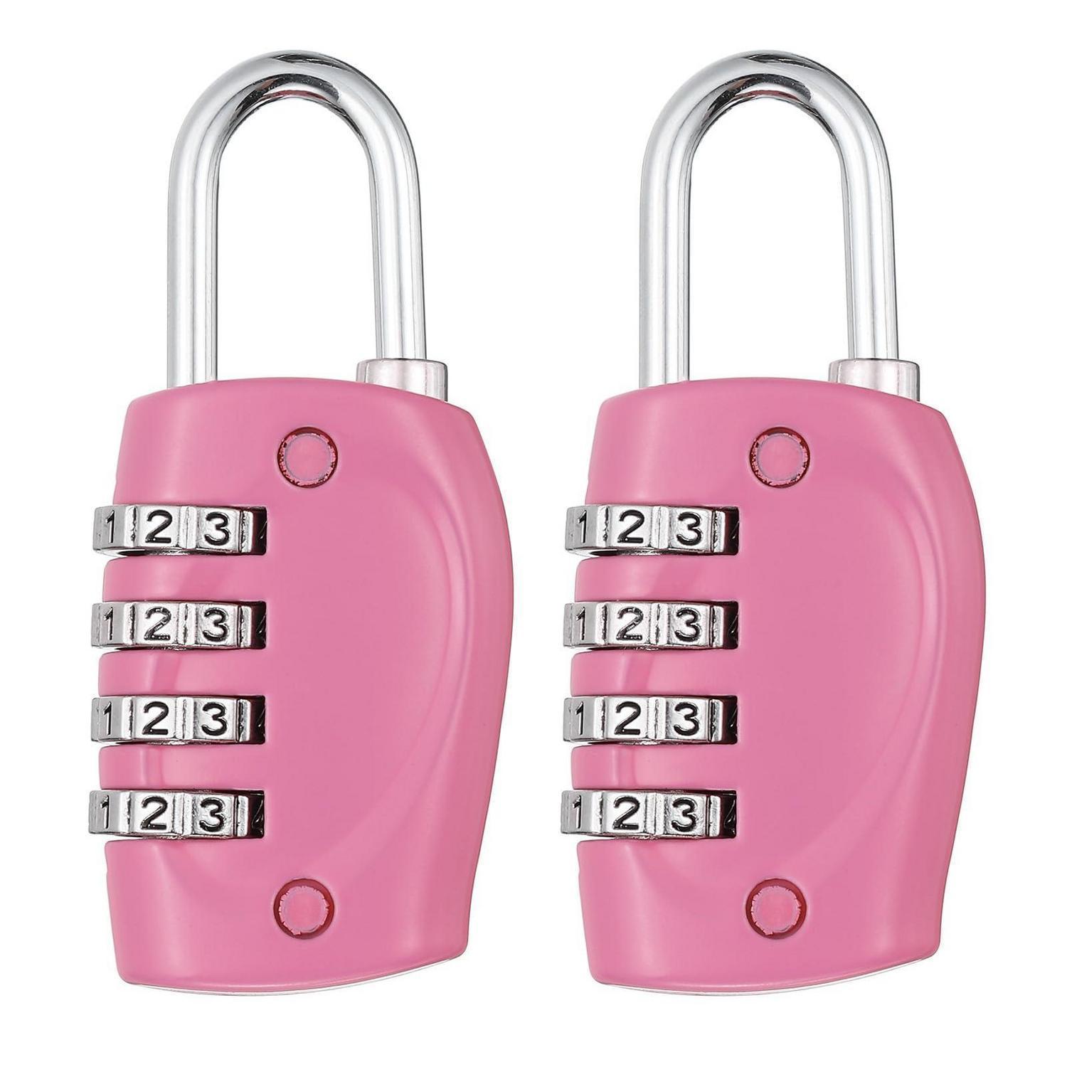 2er Set Zahlenschloss Vorhängeschloss 4-stellig Wasserdicht Pink Für Spind & Koffer
