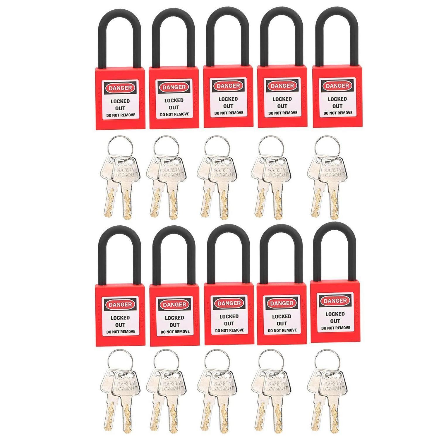 Lockout Vorhängeschlösser 10er Set Mit Schlüssel, Rot, Für Werkstatt & Industrie