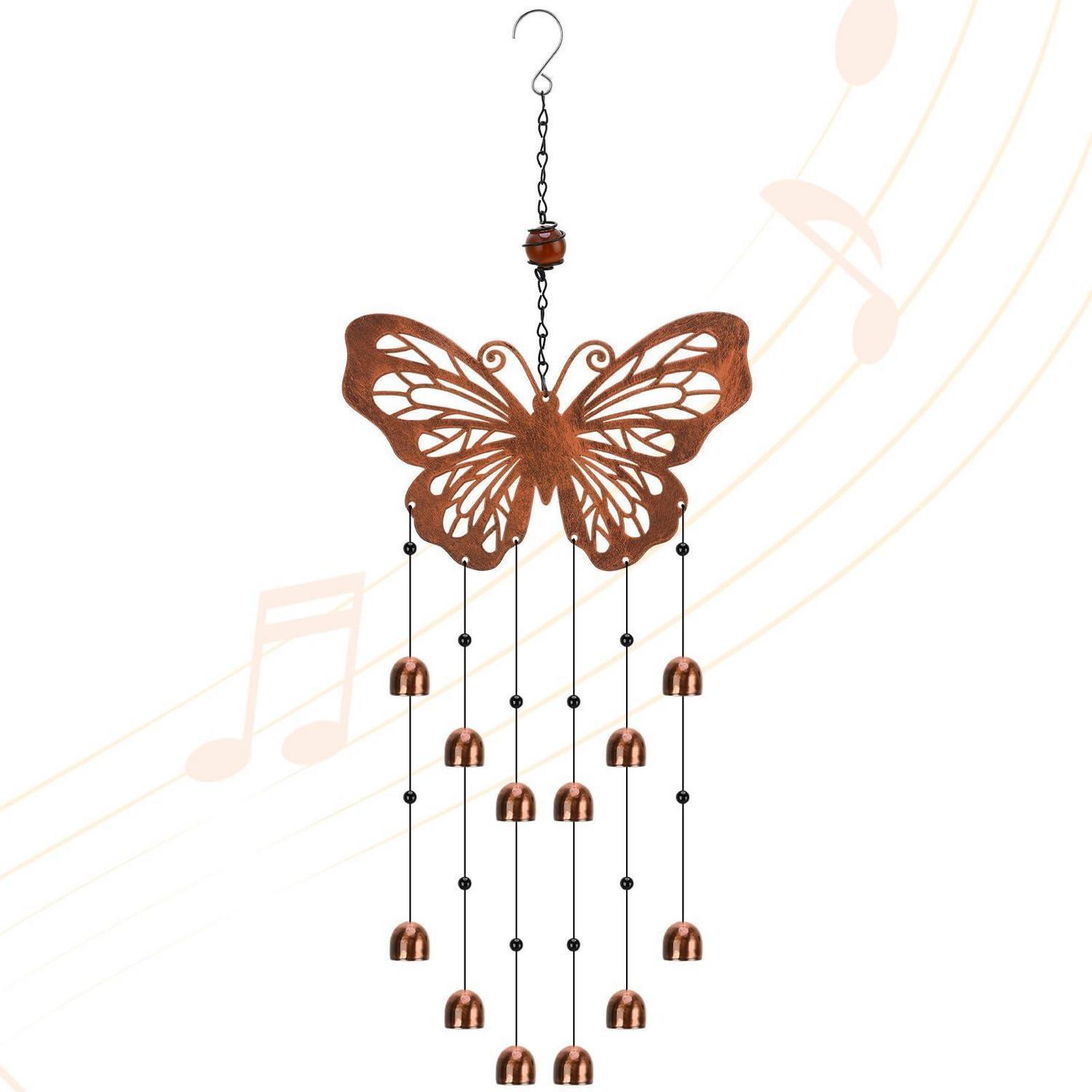 Metall Schmetterling Windspiel Bronze Für Garten & Terrasse, Rostfrei & Langlebig