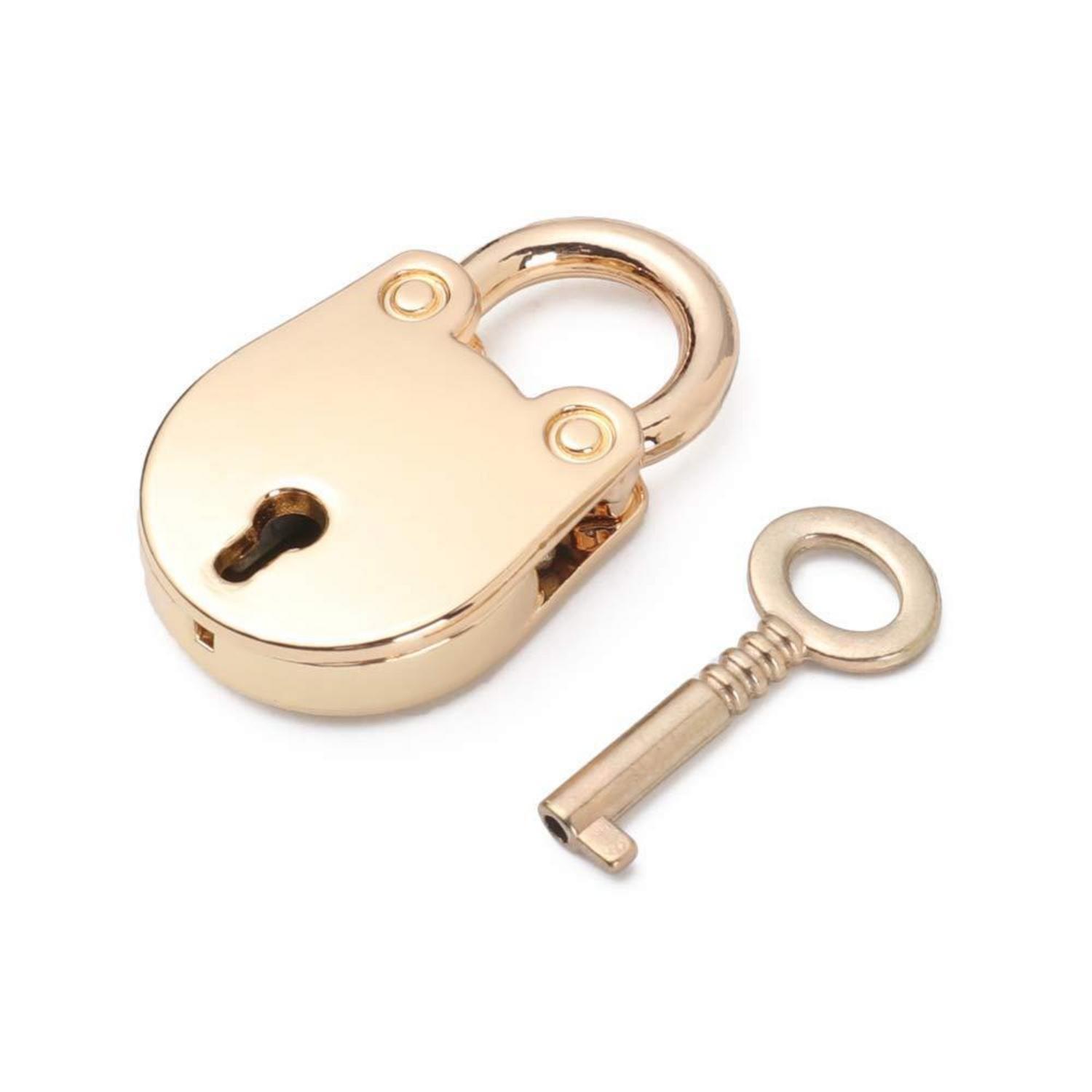 Mini Vorhängeschloss Mit Schlüssel, Robustes Metallschloss Für Gepäck Und Schränke, Gold