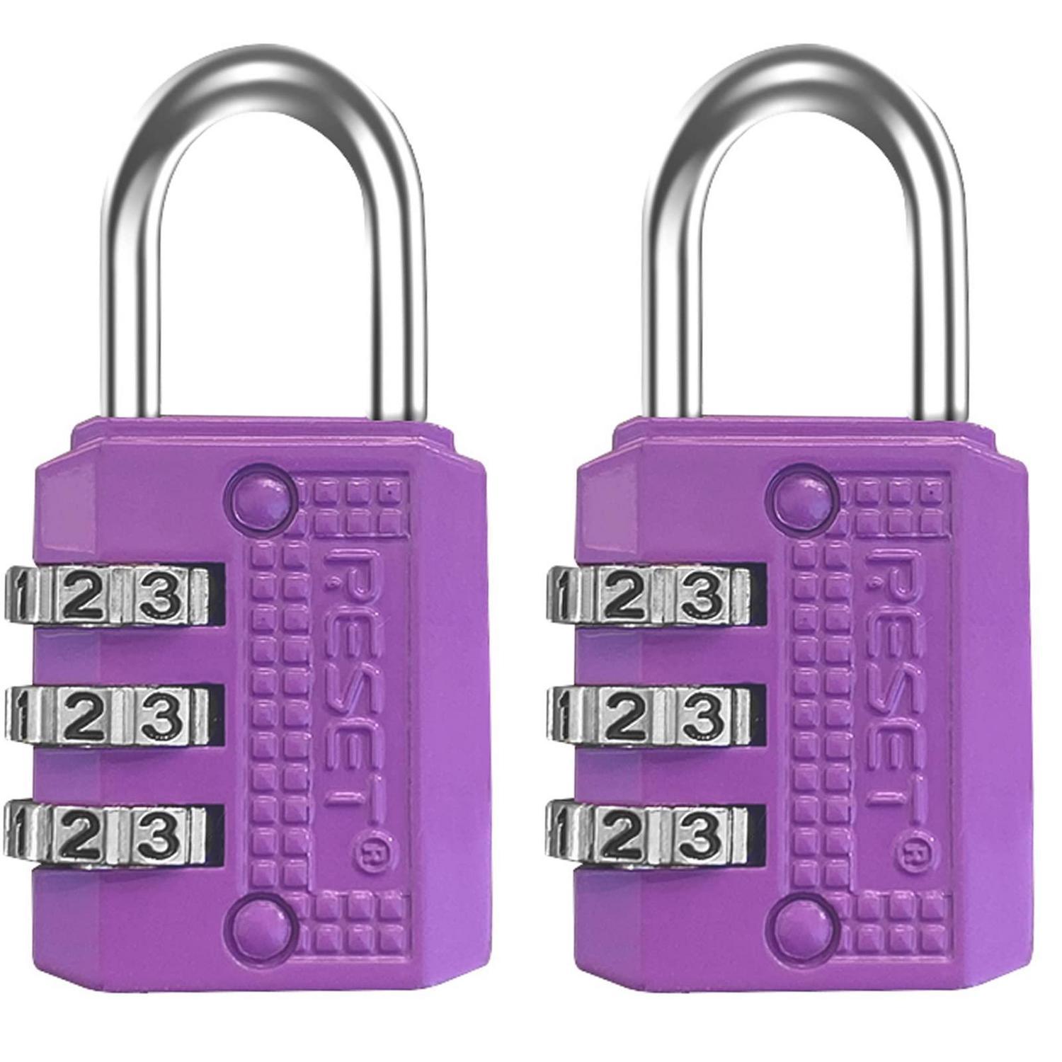 Zahlenschloss 3-stellig Neu Codierbar Violett 2 Stück Für Kleine Gegenstände