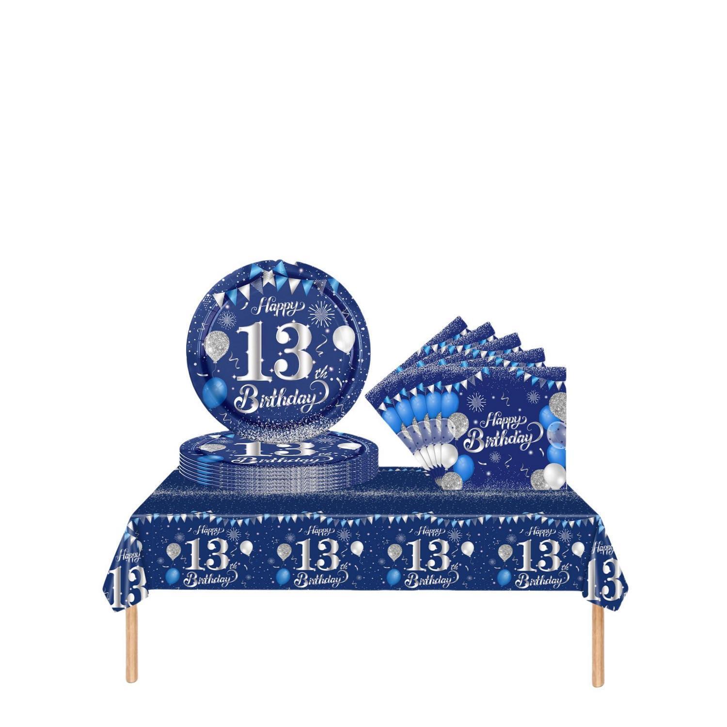 Partygeschirr Set 13. Geburtstag Marineblau Silber 37 Teile Für Kinder