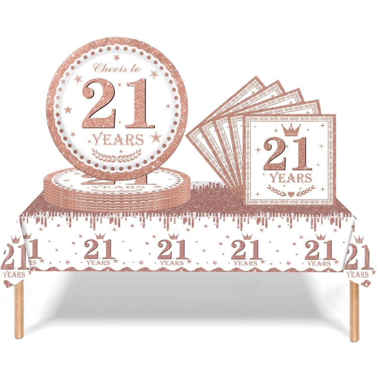 Partygeschirr 21. Geburtstag Roségold 37 Teile Für Damen & Herren