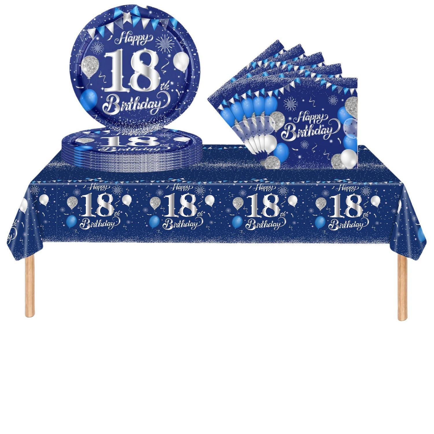 Partygeschirr Set 18. Geburtstag Marineblau Silber 37 Teile Für Mädchen & Jungen