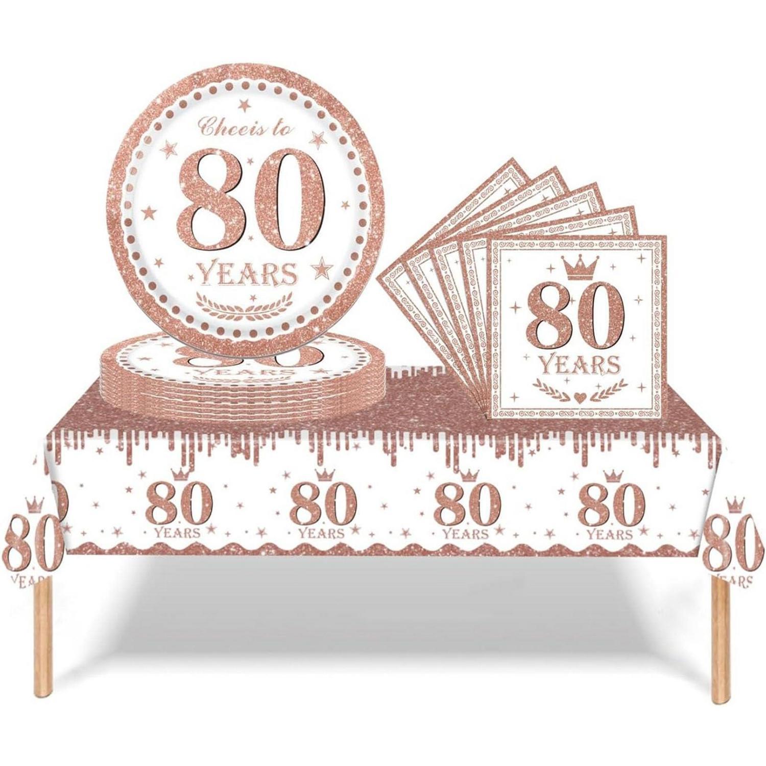 Partygeschirr 80. Geburtstag Roségold 37-teilig Für Damen & Herren