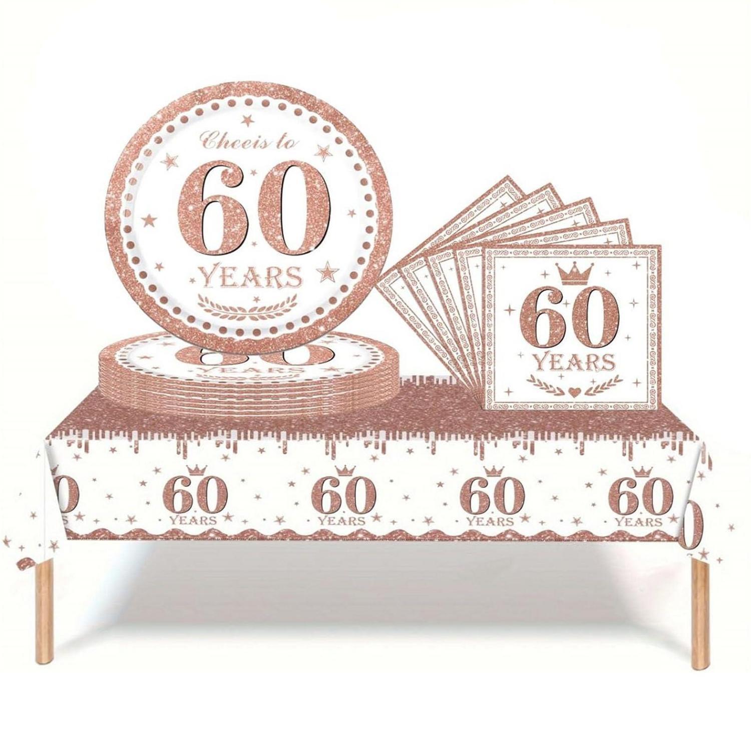 Partygeschirr 60. Geburtstag Roségold 37 Teile Für Damen & Herren