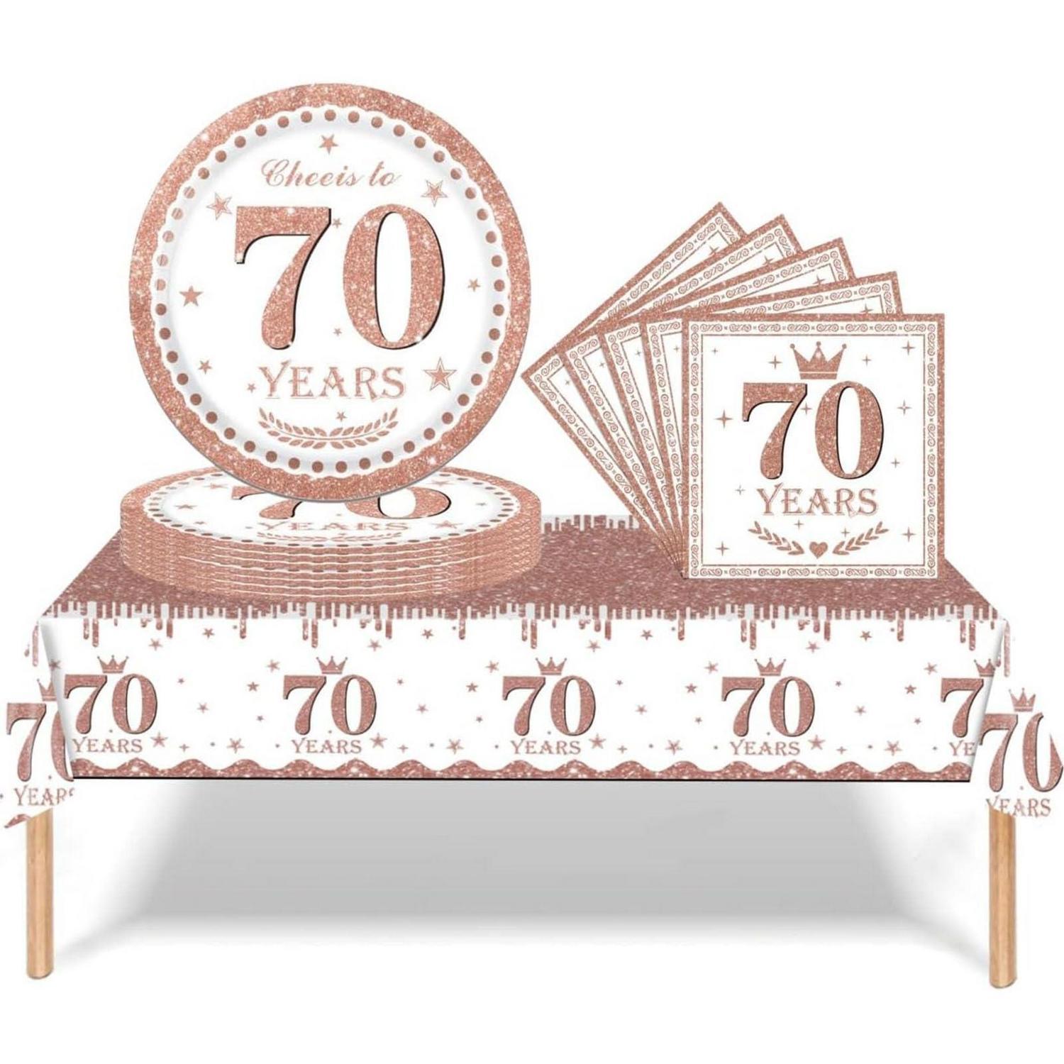 Partygeschirr 70. Geburtstag Roségold 37 Teile Für Damen & Herren