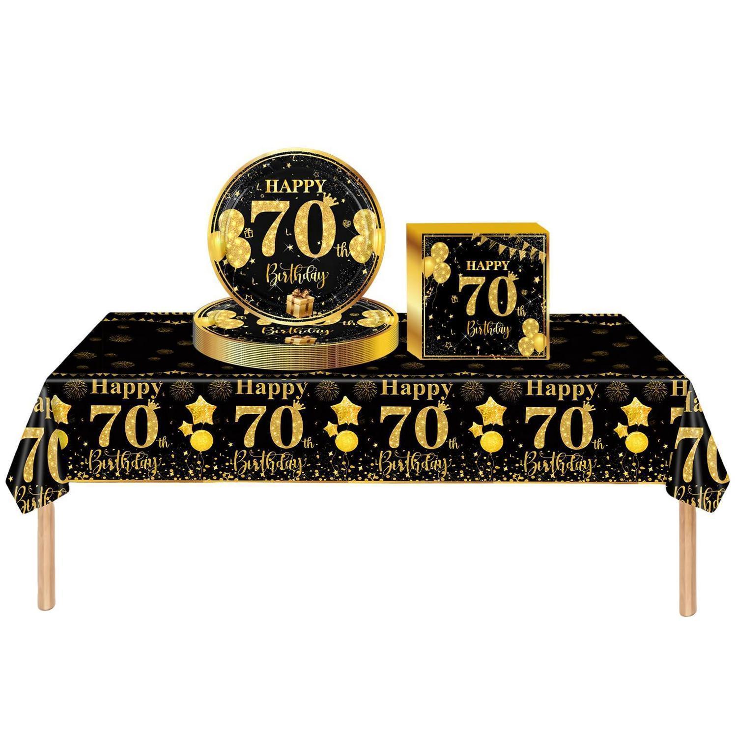Partygeschirr 70. Geburtstag Schwarz Gold 37tlg. Tischdeko Für Damen & Herren