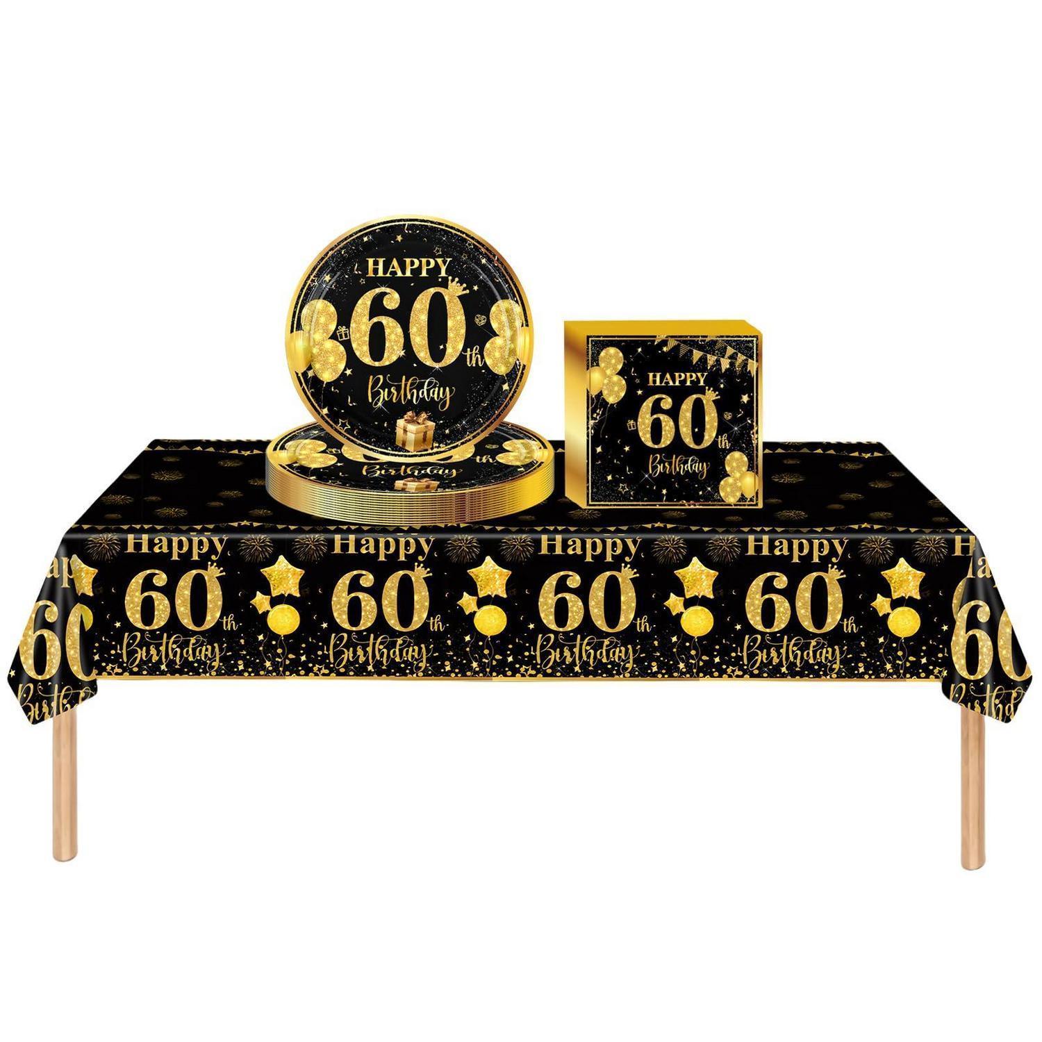Partygeschirr 60. Geburtstag Schwarz Gold 37 Teile Für Damen & Herren