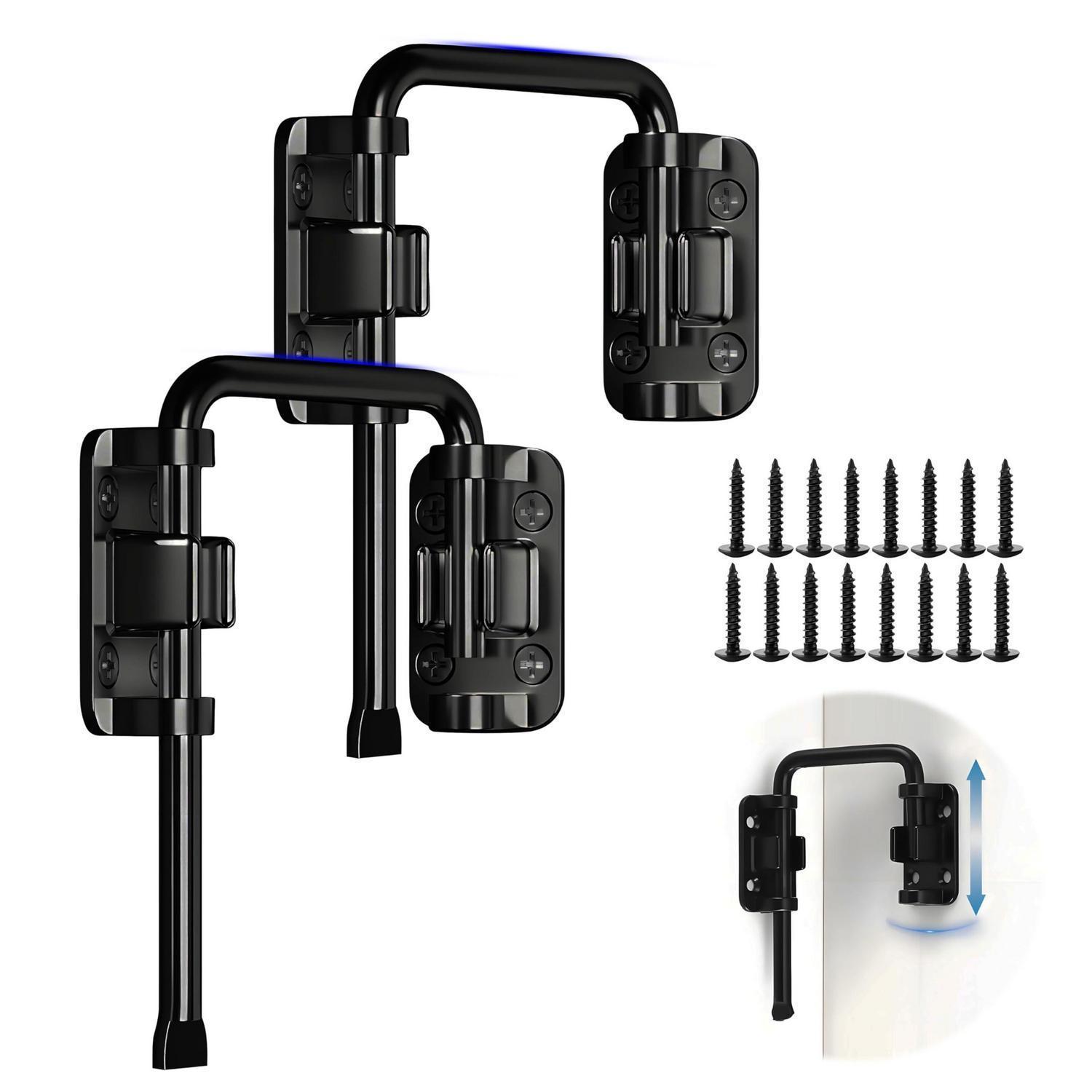 2er Pack Riegel Für Terrassentür & Gartentor, Robust, Verzinkt, Schwarz
