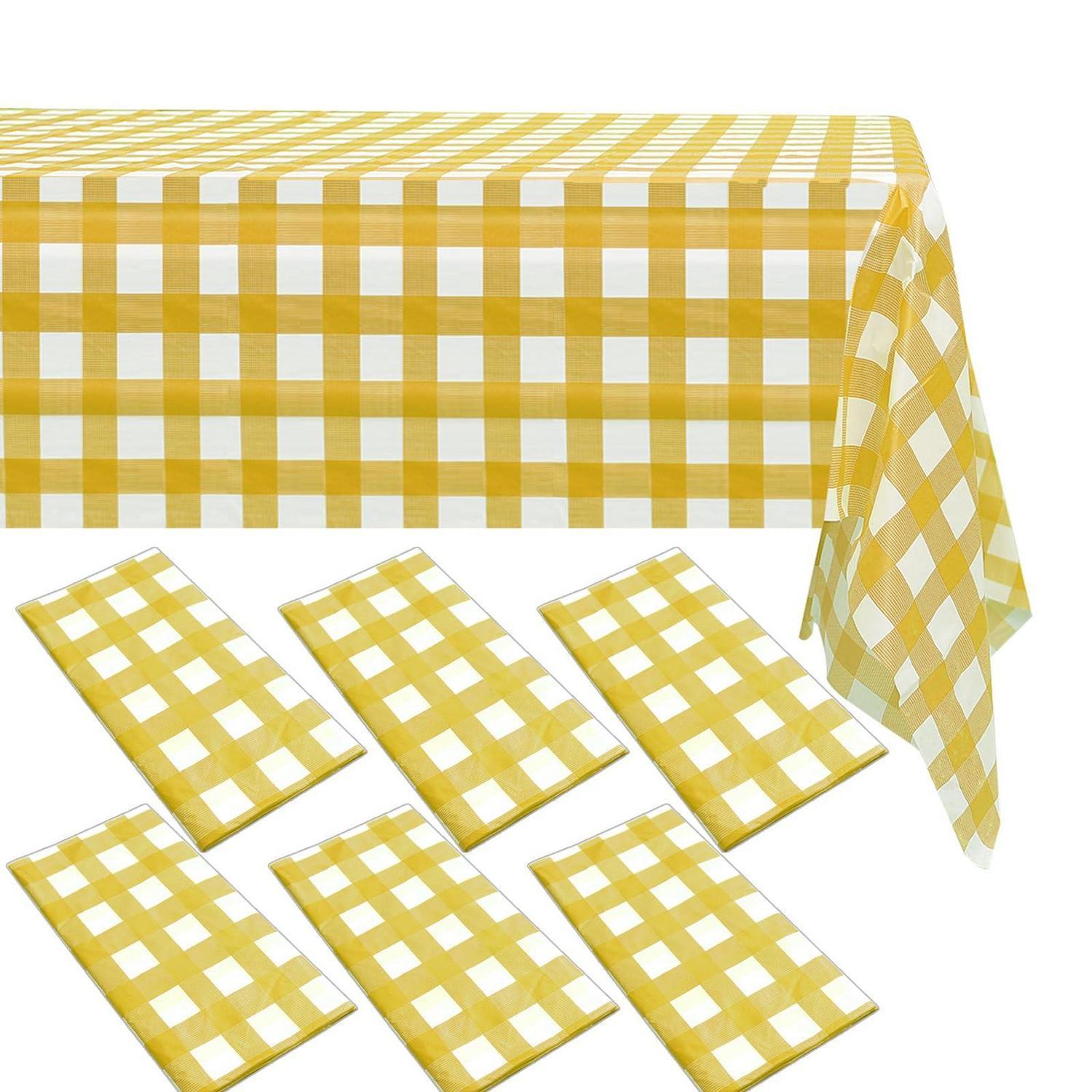 Einweg-tischdecke 137x270cm Mit Gelben Karos, 6 Stück, Für Partys Und Feiern