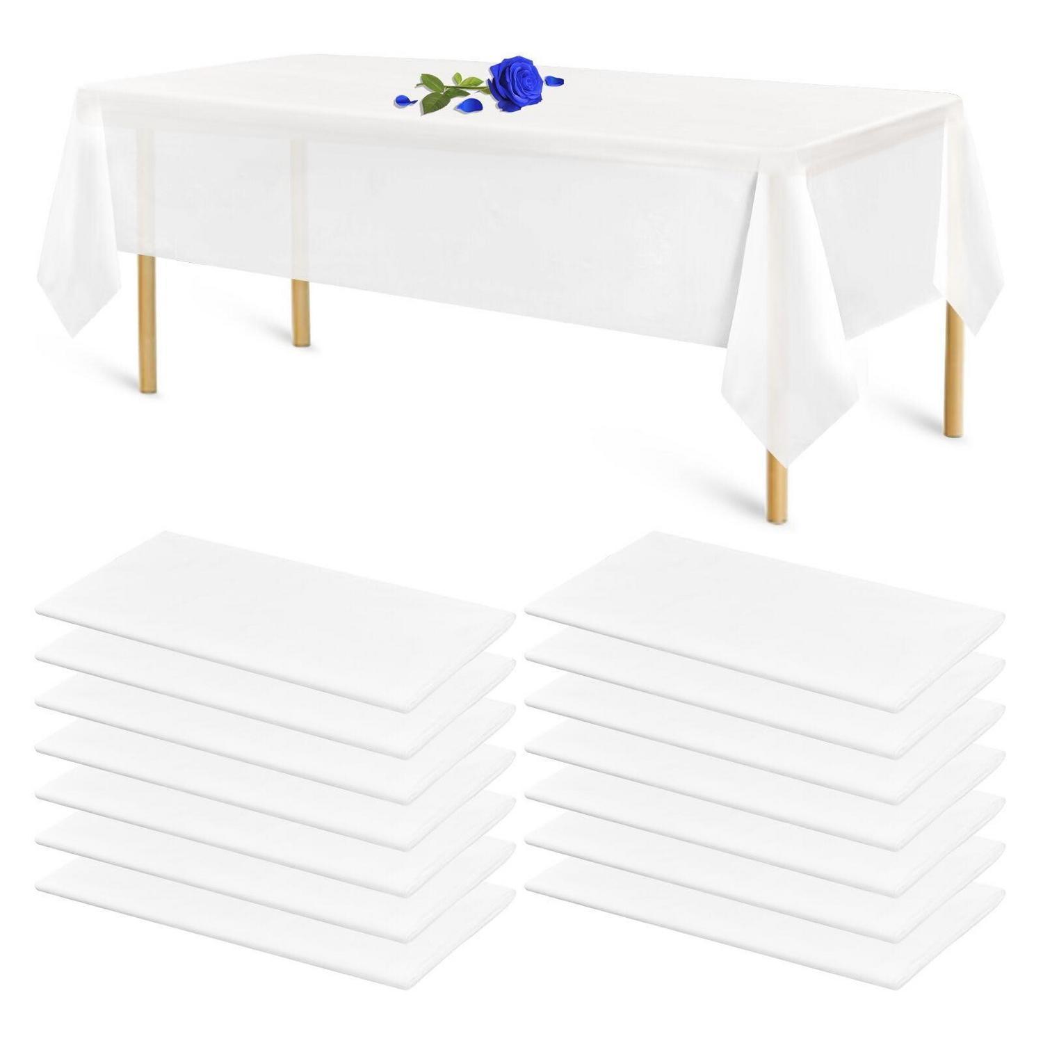 14x Einweg-tischdecken Weiß 275x145cm Kunststoff Wasserdicht Für Partys