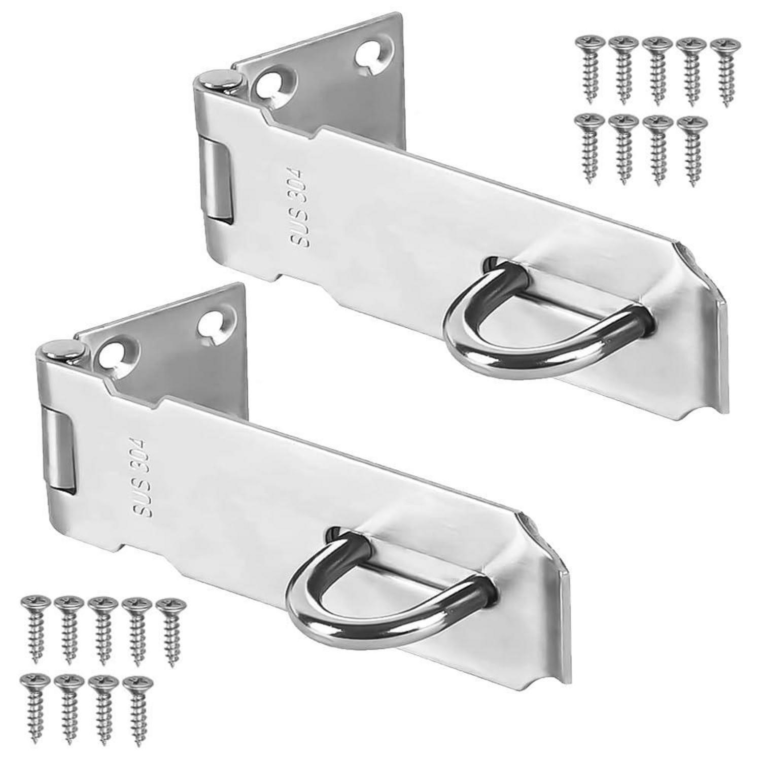 2x Haspen Riegelverschluss 12,7 Cm Edelstahl Mit Schrauben Für Vorhängeschloss