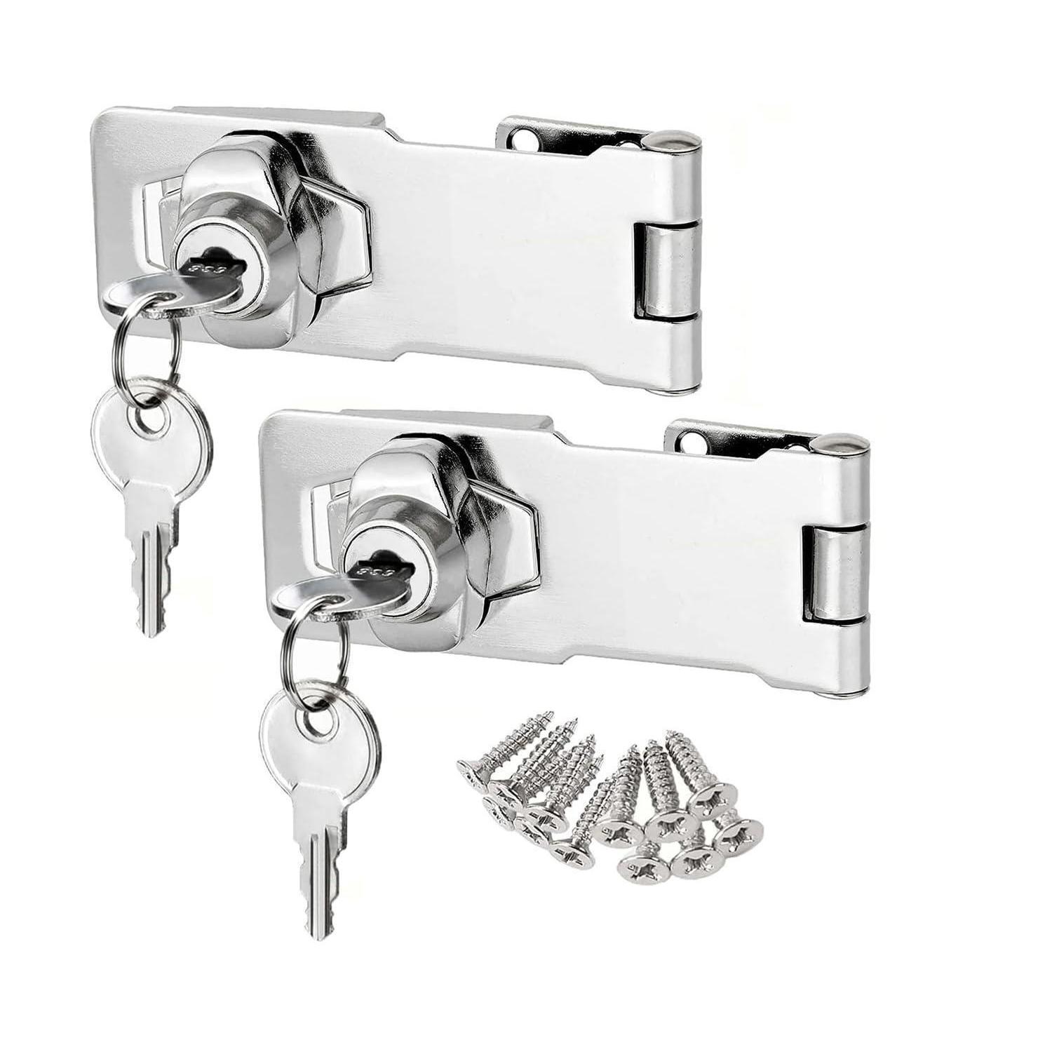 Türschloss Mit Schlüssel, 90 Grad Drehknauf, 2 Stück, Silber 3 Zoll