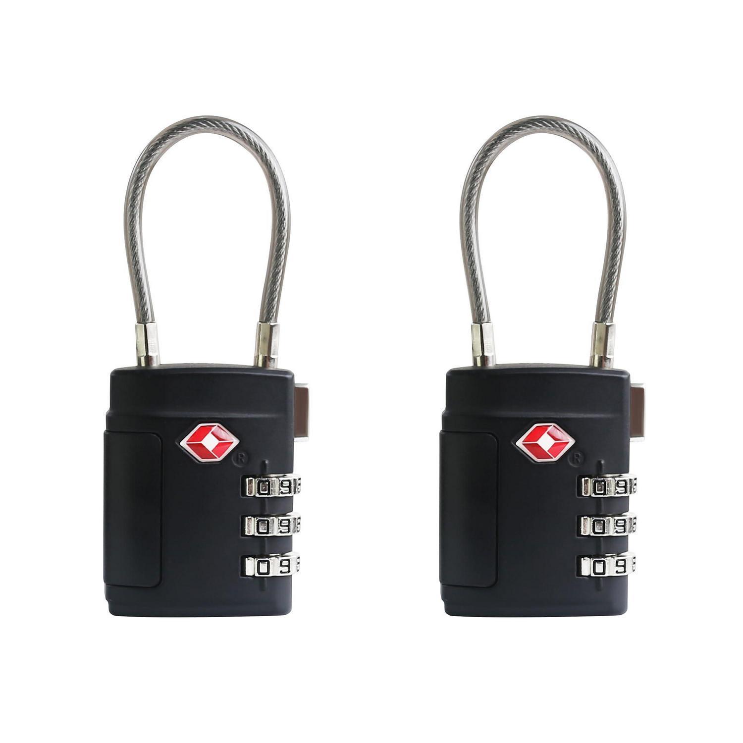 Tsa Zahlenschloss Mit Kabel Für Koffer Und Rucksäcke, 3-stellig, Schwarz
