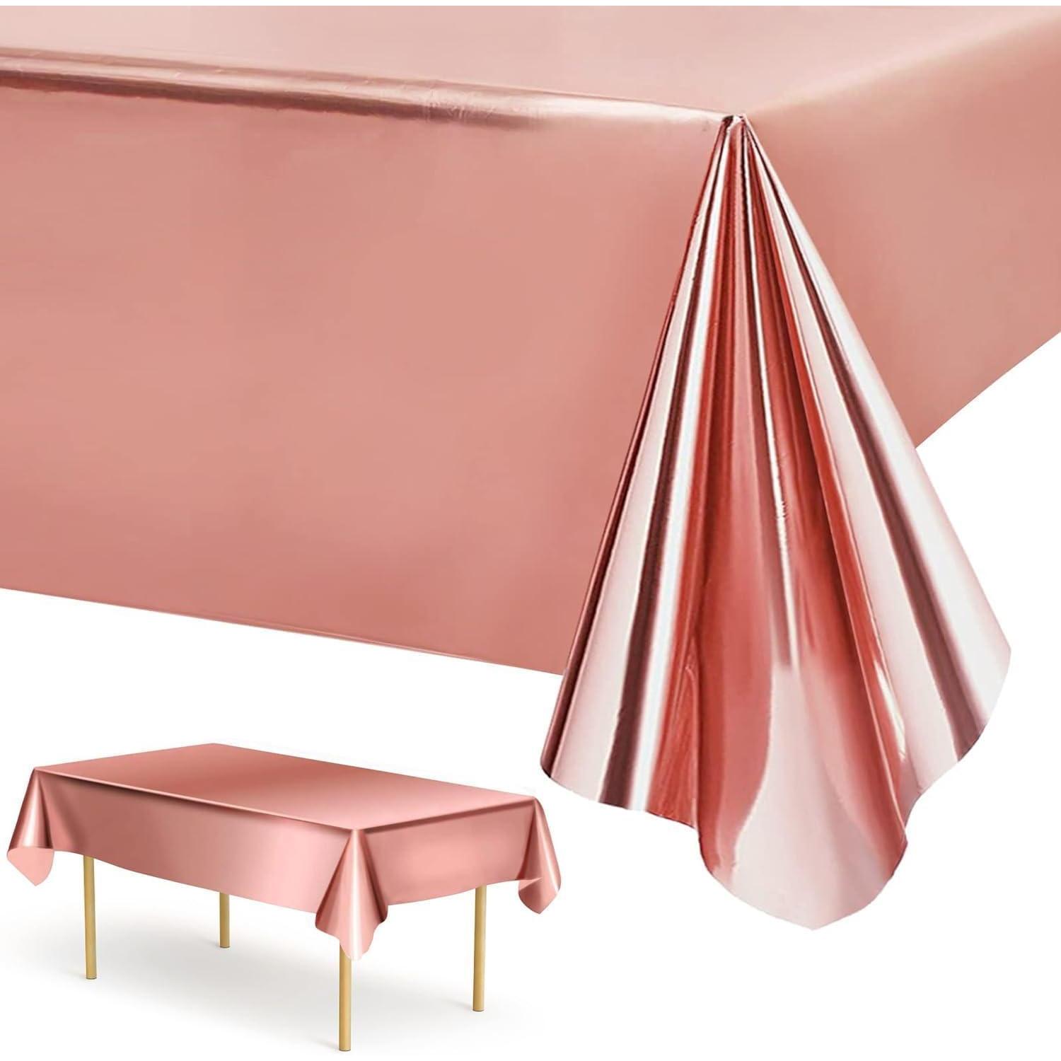 3er Pack Roségold Tischdecken, Rechteckig, 137x274cm, Wasserdicht