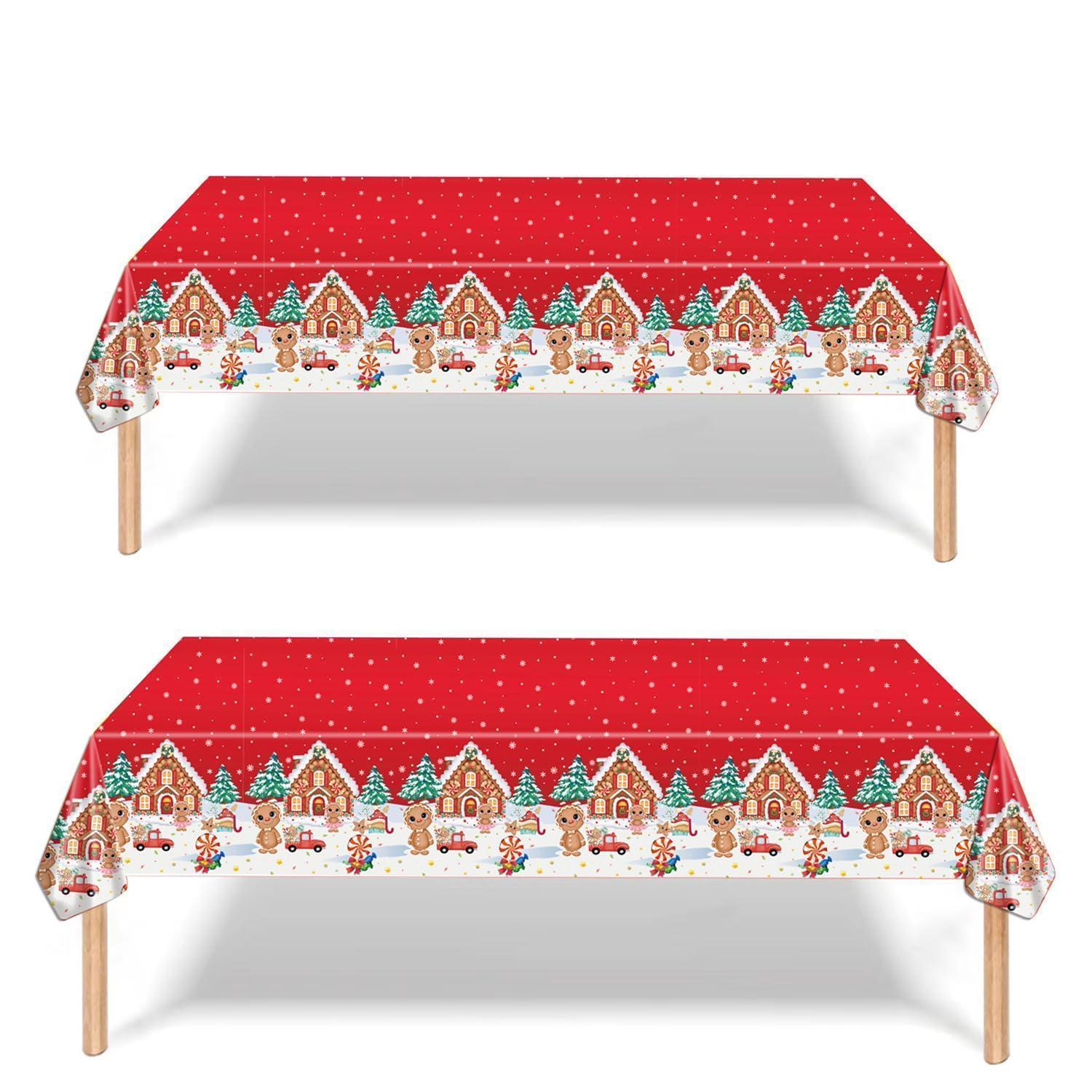 2er Set Weihnachtstischdecke Rechteckig 137x274cm, Fleckschützend