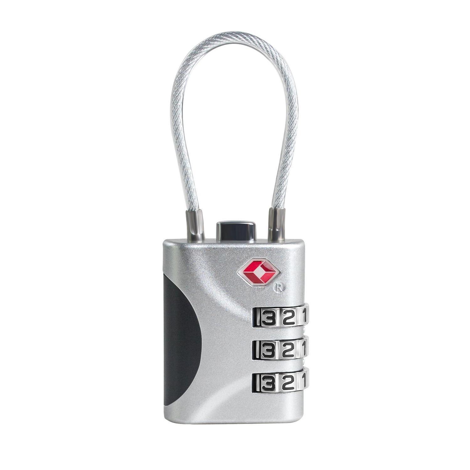 Tsa Gepäckschloss Mit Kabel, Kleines Zahlenschloss Für Koffer Und Rucksäcke, Silber