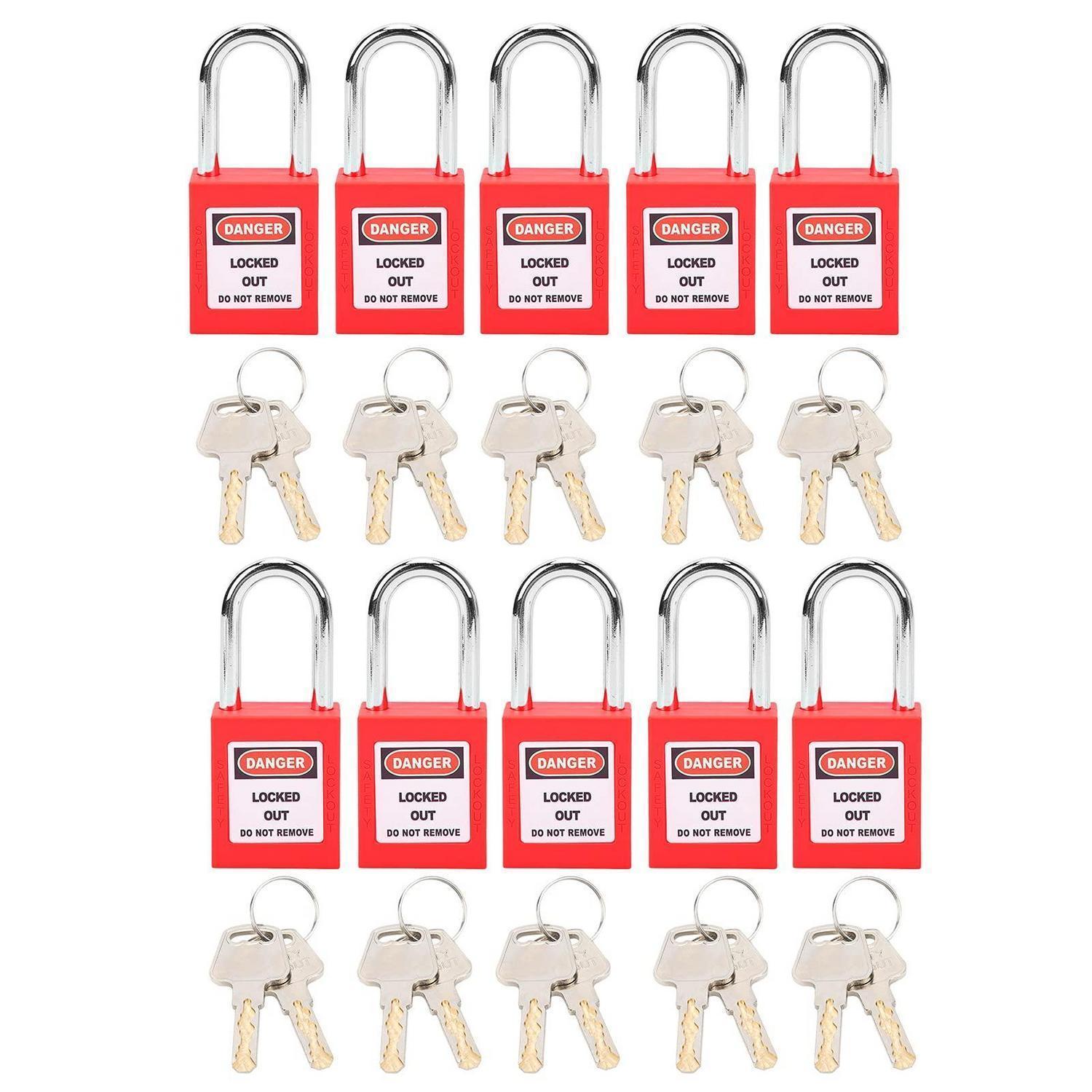 Sicherheitsvorhängeschlösser Set 10 Stück 38mm Rot Mit Schlüssel