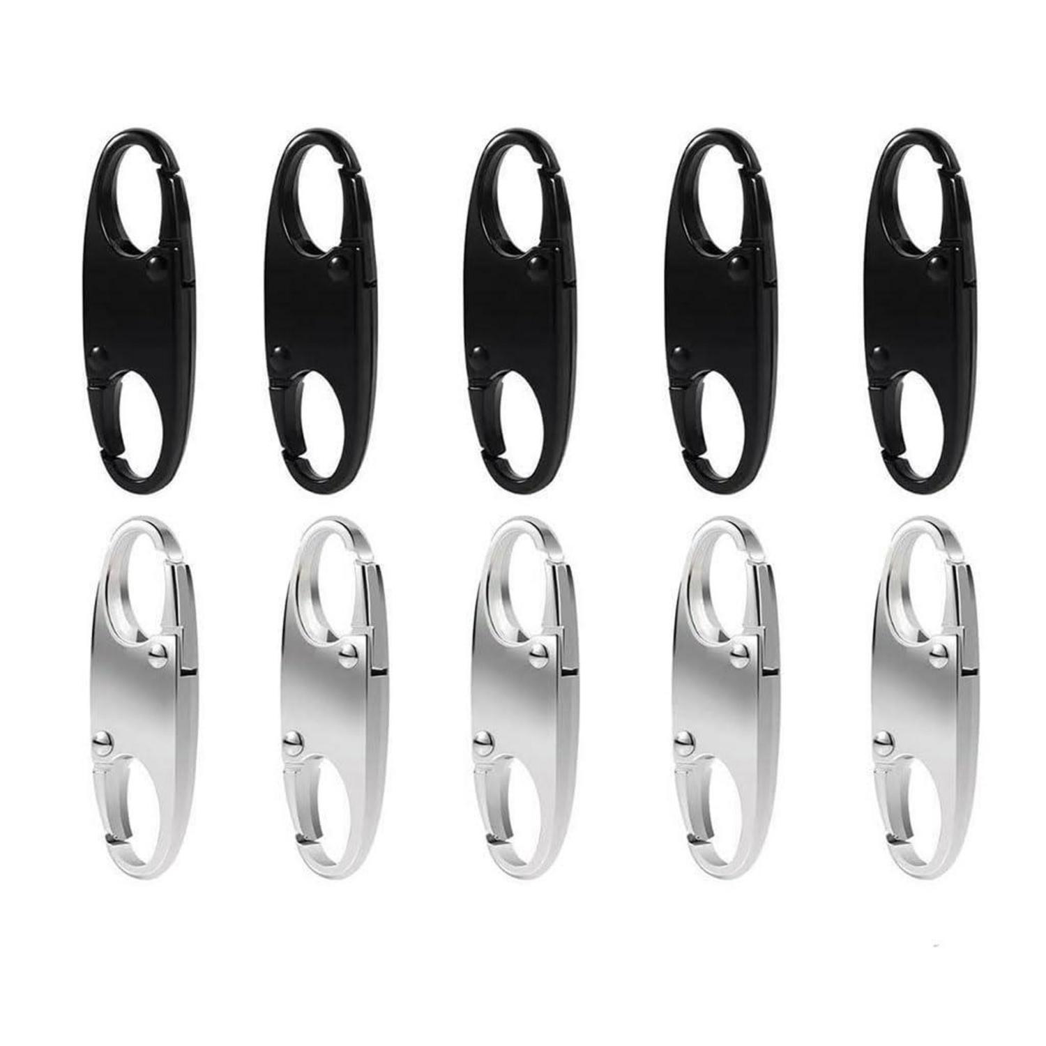 10x Reißverschluss Schloss Diebstahlsicherung Für Rucksack & Gepäck (5 Silber, 5 Schwarz)