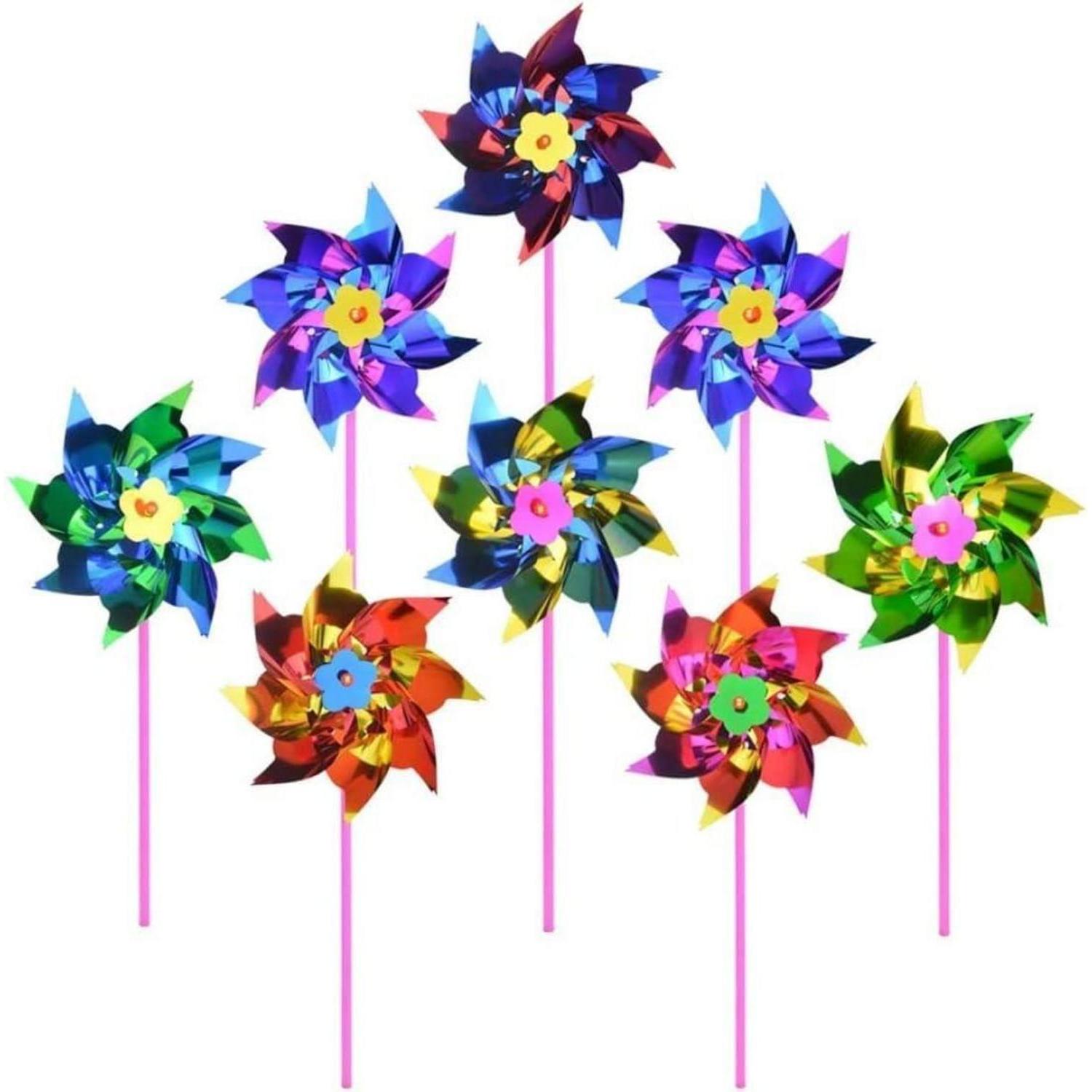 100x Regenbogen Windräder Kunststoff Für Garten & Party, Diy Windmühlen Set