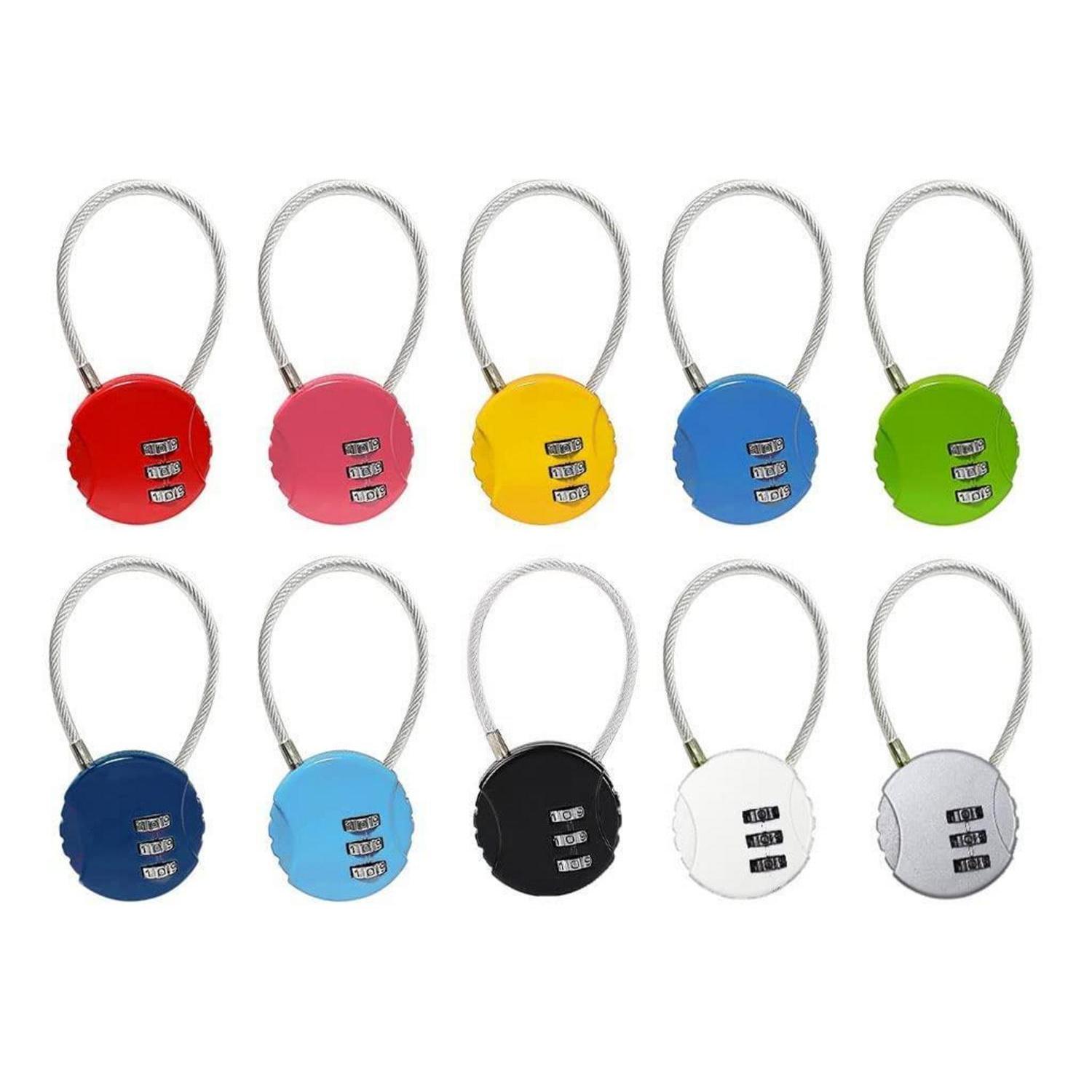 10er Set Zahlenschlösser Mit 3-stelligem Code, Flexibel, Für Gepäck Und Schränke