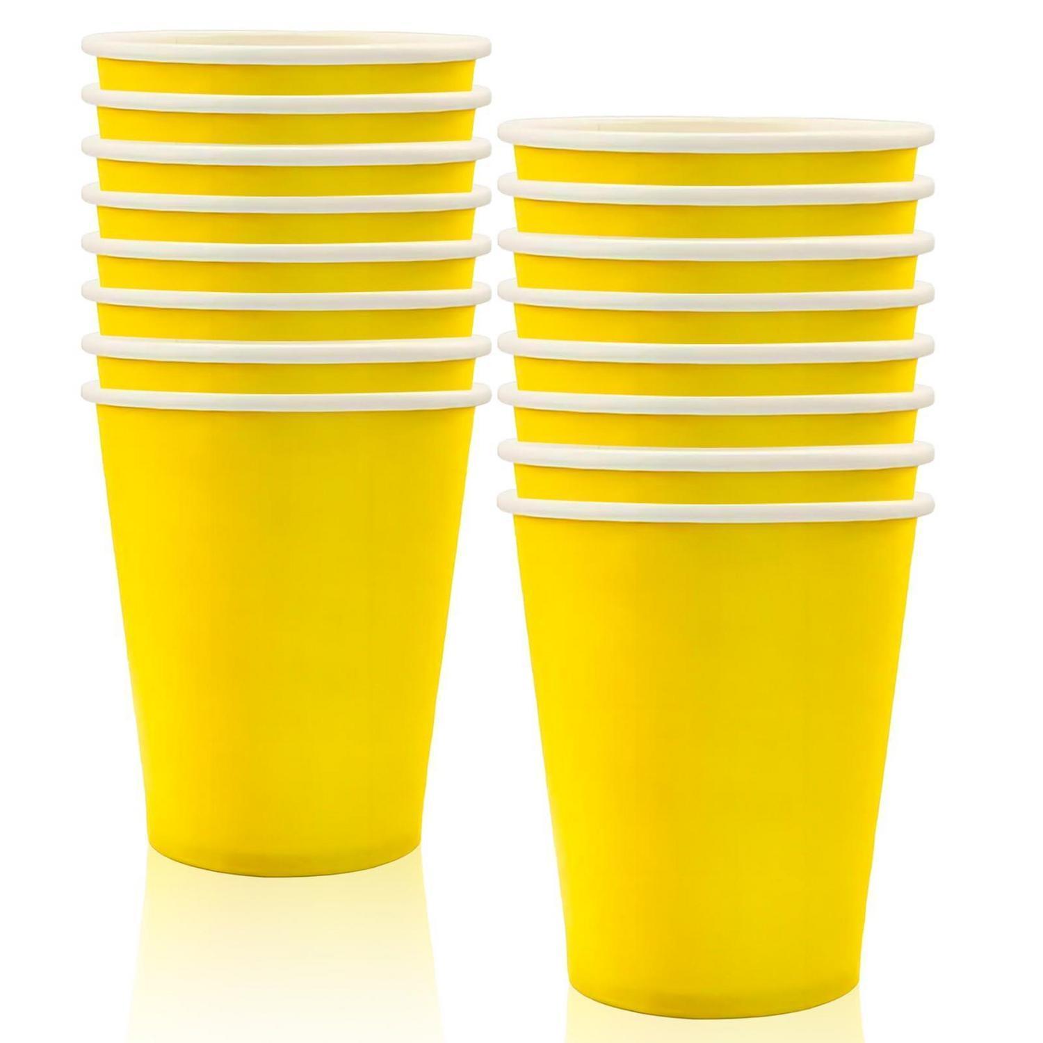 16x Gelbe Pappbecher 250ml Für Partys & Geburtstage