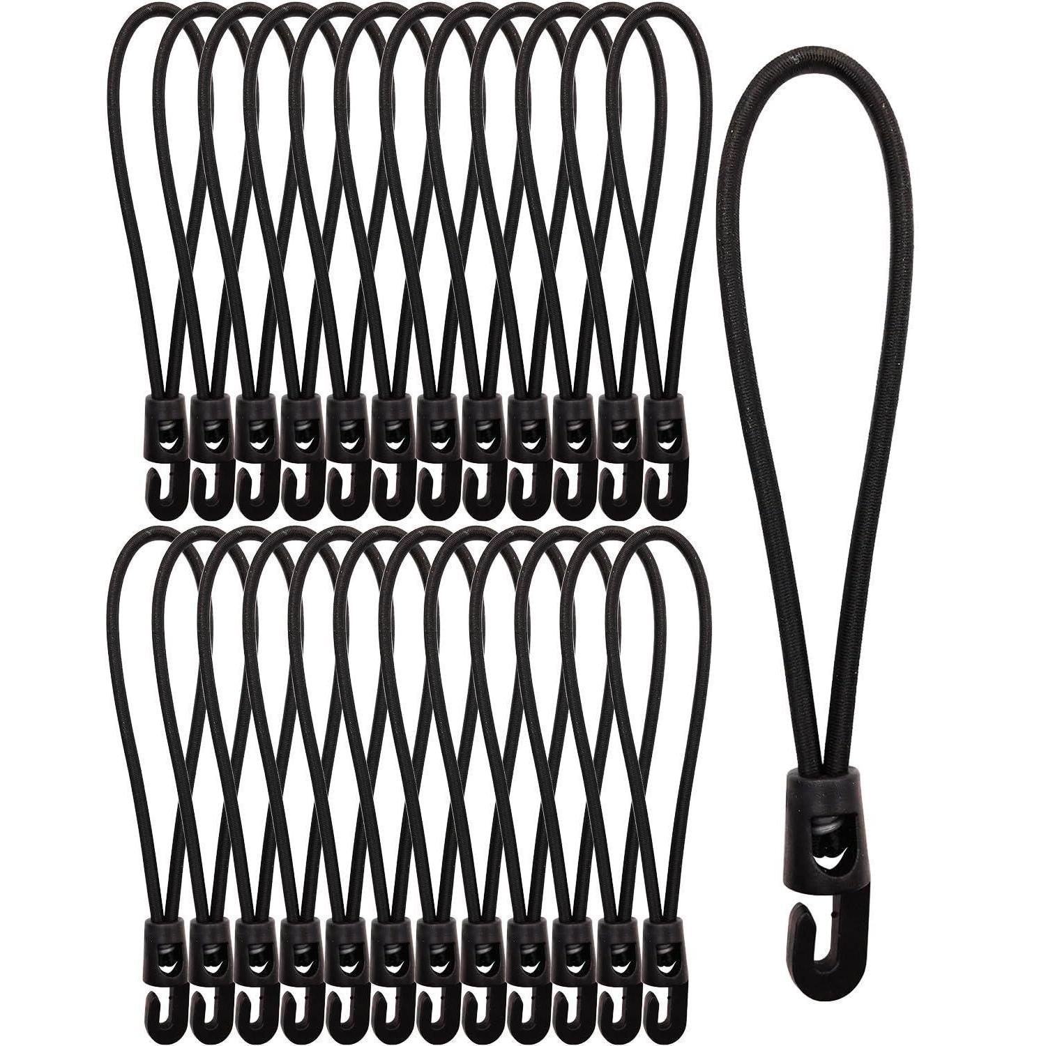 Spanngummis Mit Haken 25 Stück, 15 Cm, Schwarz, Für Planen & Camping