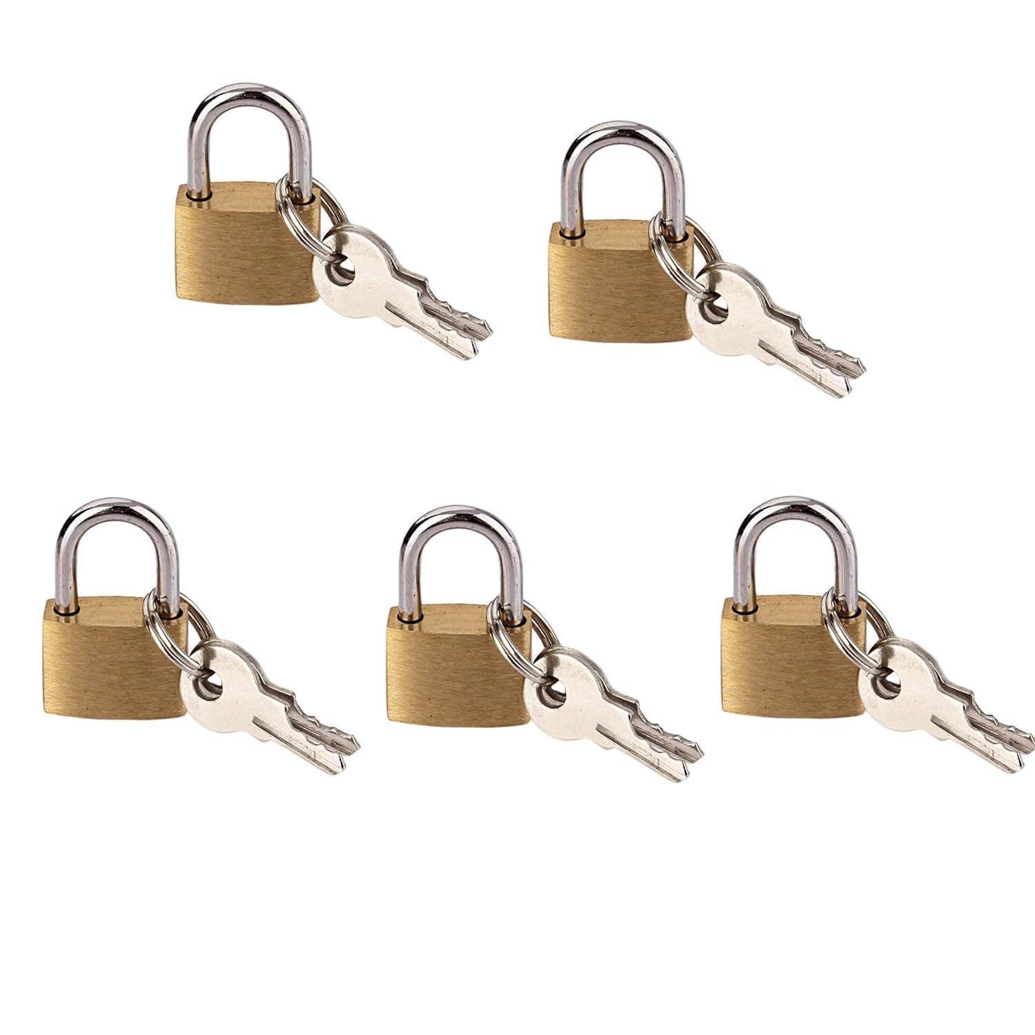 Mini Vorhängeschlösser 5er Set Mit 10 Schlüsseln, Messing, 20mm, Für Gepäck & Reise